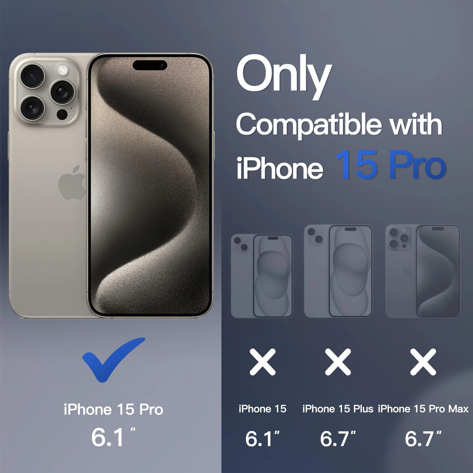 DL3 Mobilak Clear TPU Case for iPhone 15 Pro (6.1 Inch), Compatible with MagSafe accessories, Shock-absorbing protection, Anti-fingerprint finish - Titanium