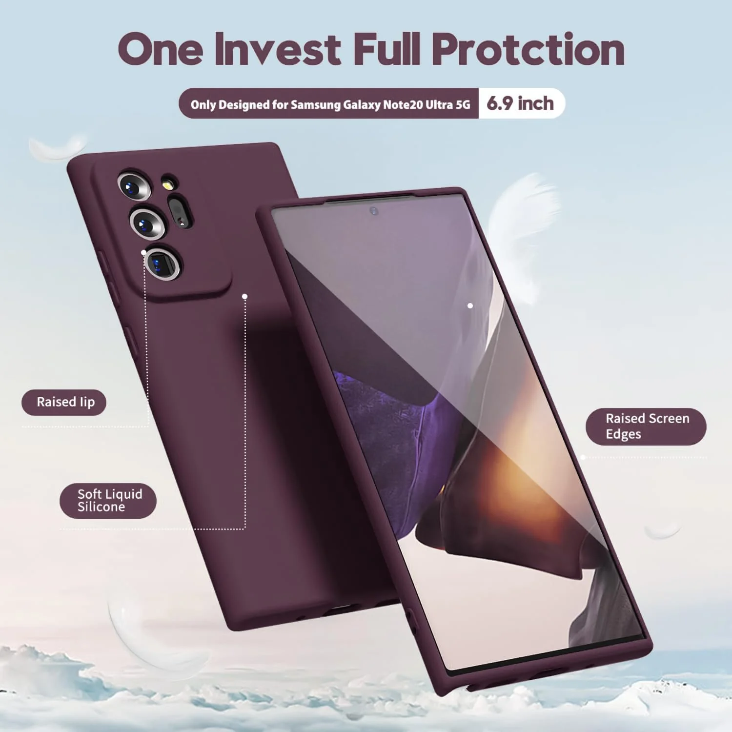 DL3 Mobilak Soft Silicone Gel Bumper Case for Samsung Galaxy Note 20 Ultra - Wine Red