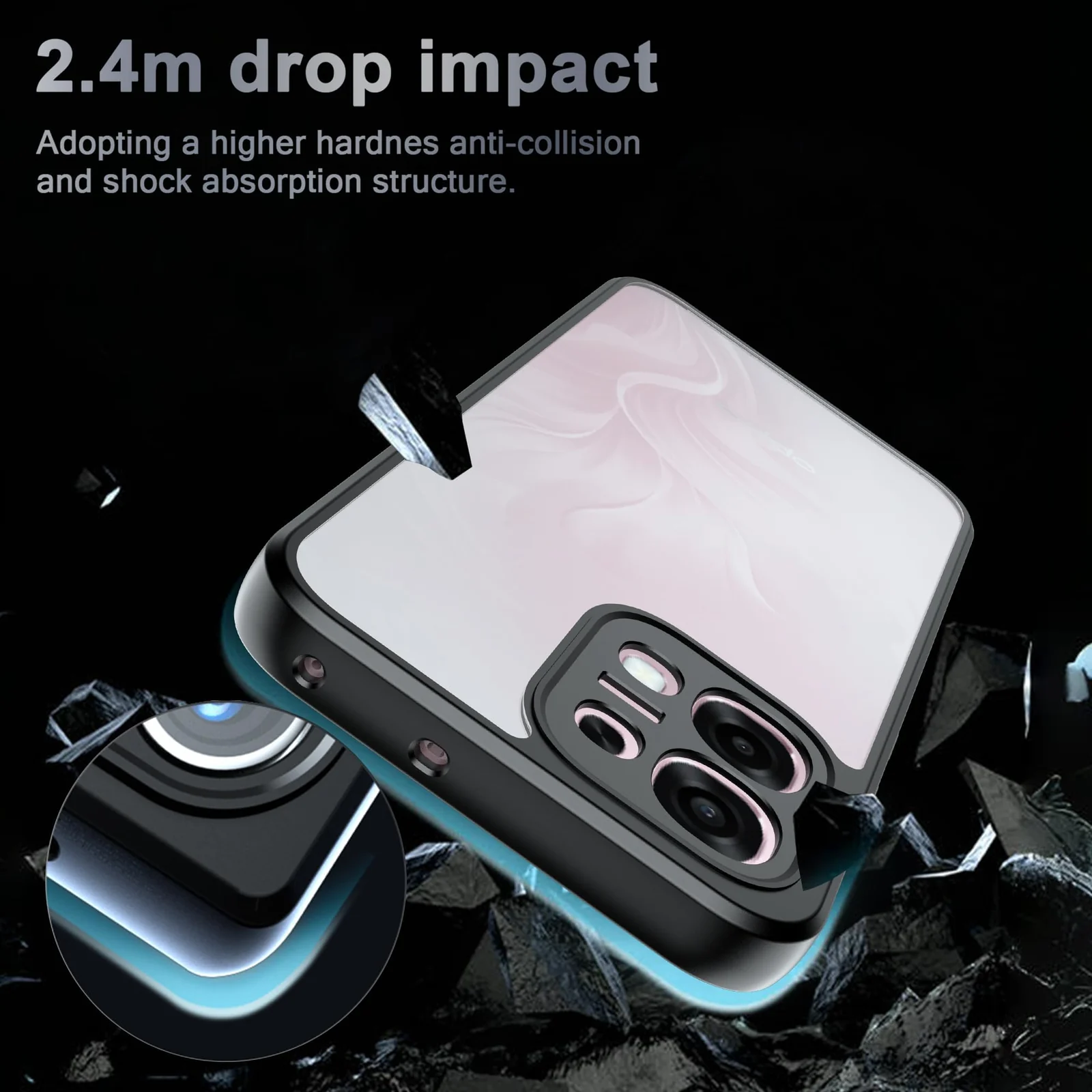 DL3 Mobilak Clear TPU Case for OPPO A6 Pro 5G / 4G, Camera protection, Shock-absorbing protection, Scratch-resistant surface - Black