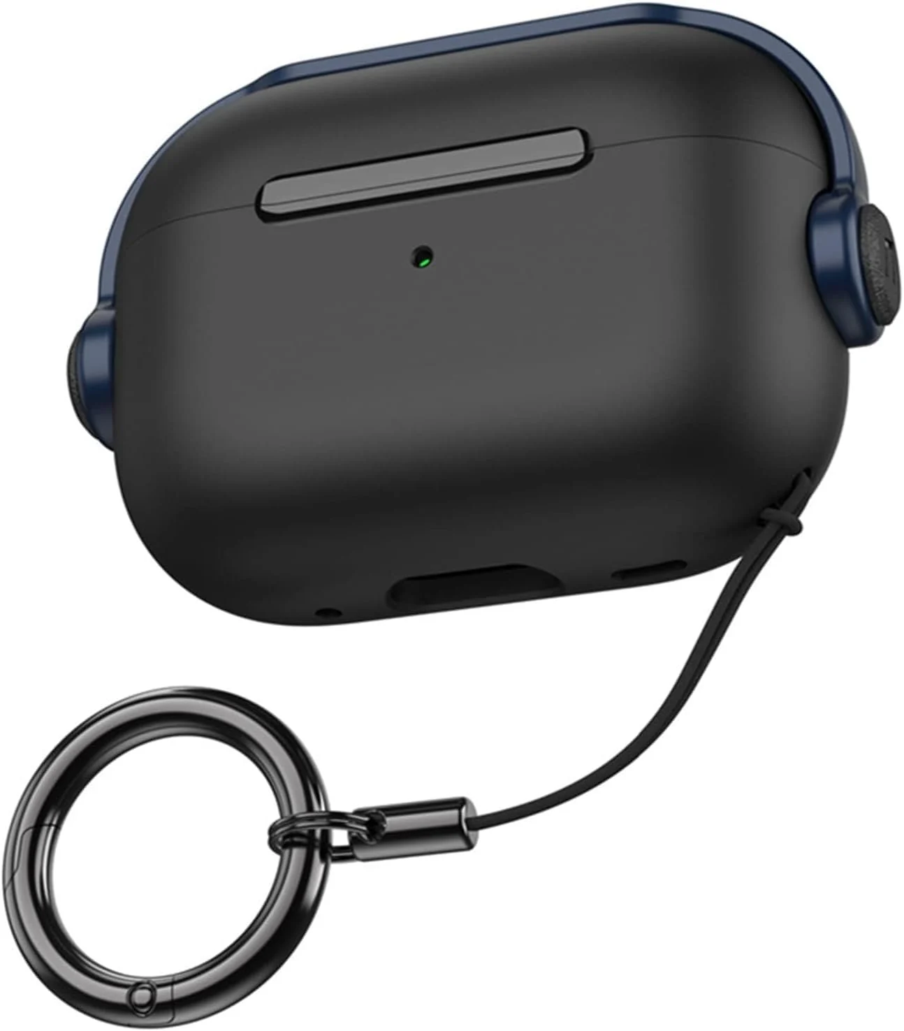 DL3 Mobilak Case for Apple AirPods 4 [With Closure Lid] [Front LED Visible] [With Wrist Strap] Skin Case Compatible with AirPods 4(2024) - Black Blue