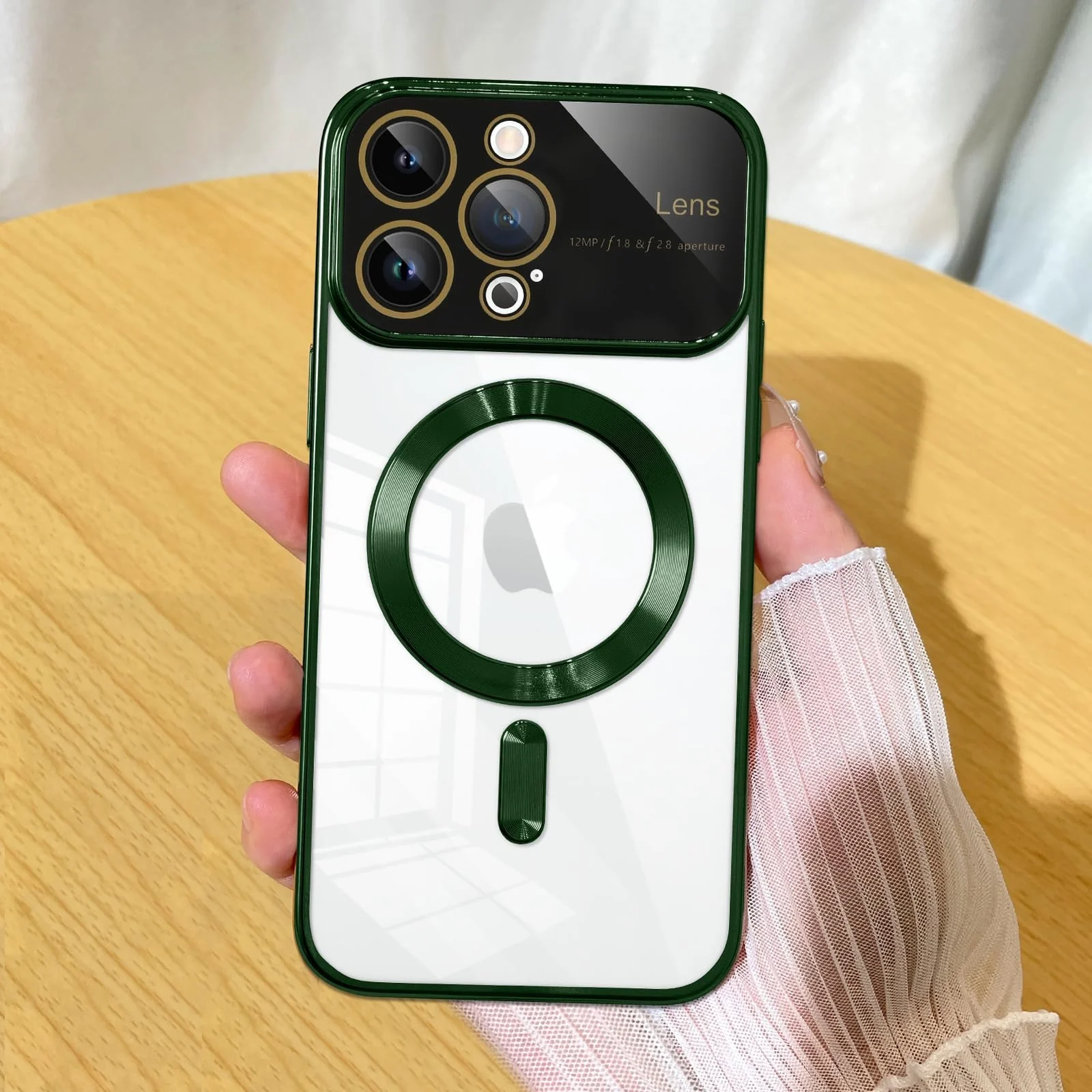 DL3 Mobilak Clear MagSafe-Compatible Magnetic Case for iPhone 14 Pro 6.1 Inch with Camera Protection and Shockproof Design - Green