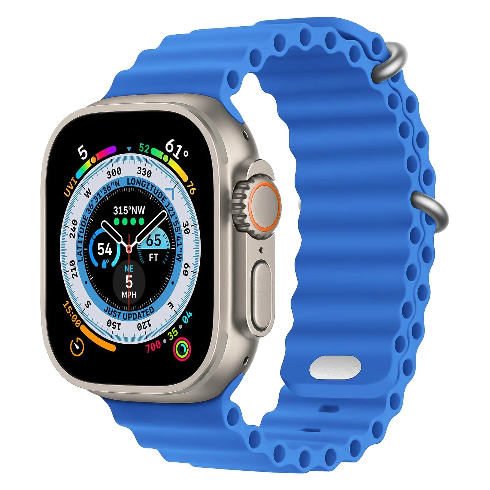 DL3 Mobilak Ocean Band For Apple Watch Band 49mm 45mm 44mm 42mm 41mm 40mm 38mm Men Women, Soft Silicone Sport Band Strap for iWatch Series 9 8 7 SE 6 5 4 3 2 1 (Ocean, 42MM/44MM/45MM/49MM) - Ocean Blue