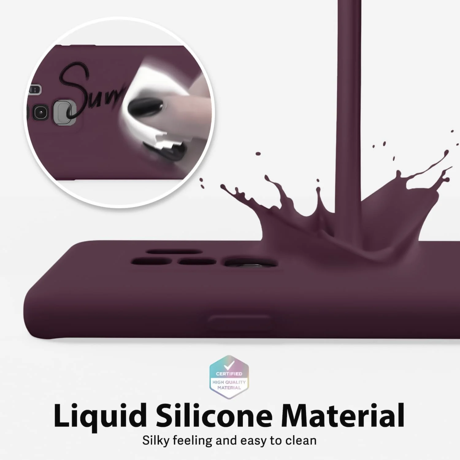 DL3 Mobilak Liquid Silicone Protective Case with Soft Microfiber Lining with Full Camera Protection for Samsung Galaxy S9 Plus - Wine Red