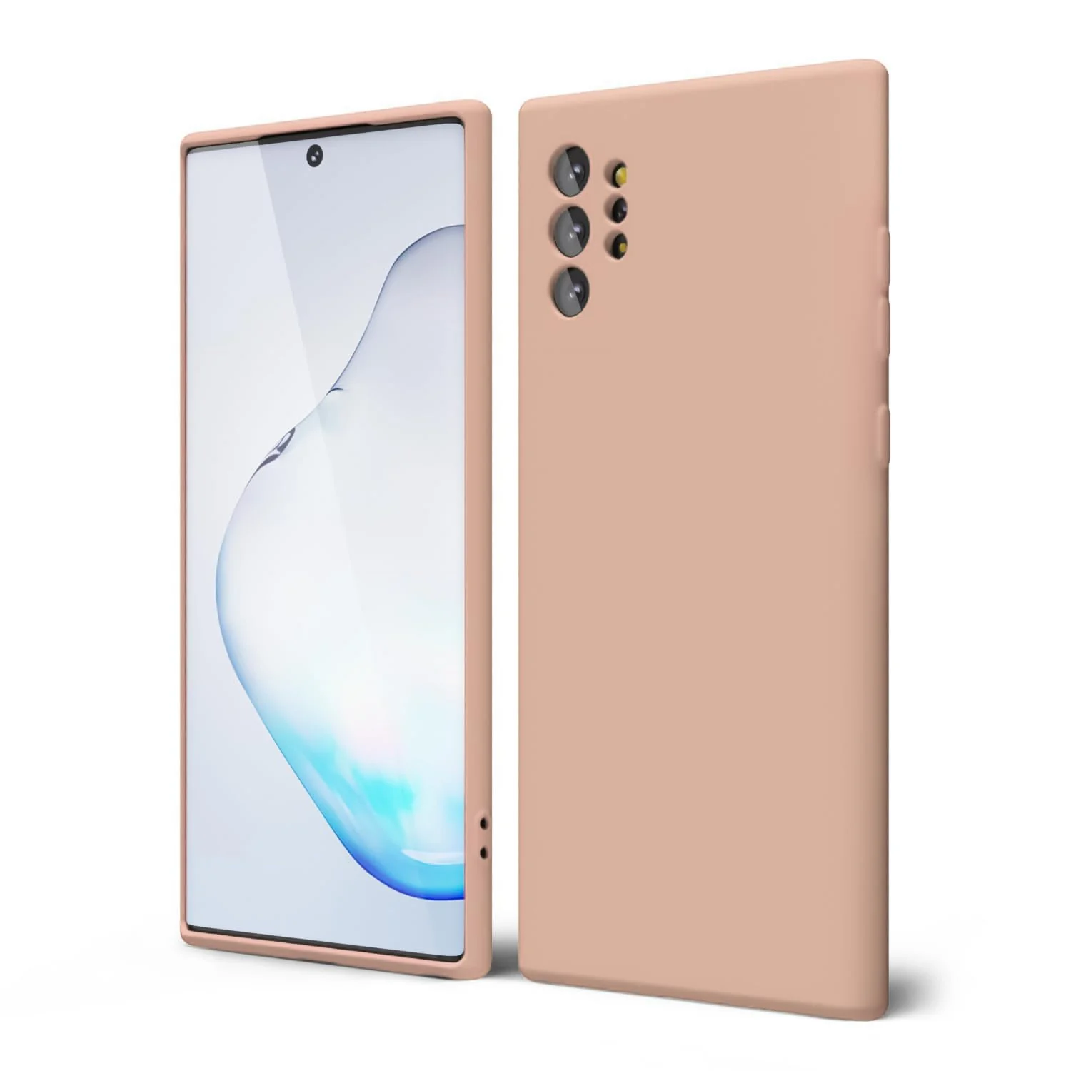 DL3 Mobilak Liquid Silicone Case for Samsung Galaxy Note10 Plus, Shock-absorbing protection, Scratch-resistant surface, Soft microfiber lining - Light Orange