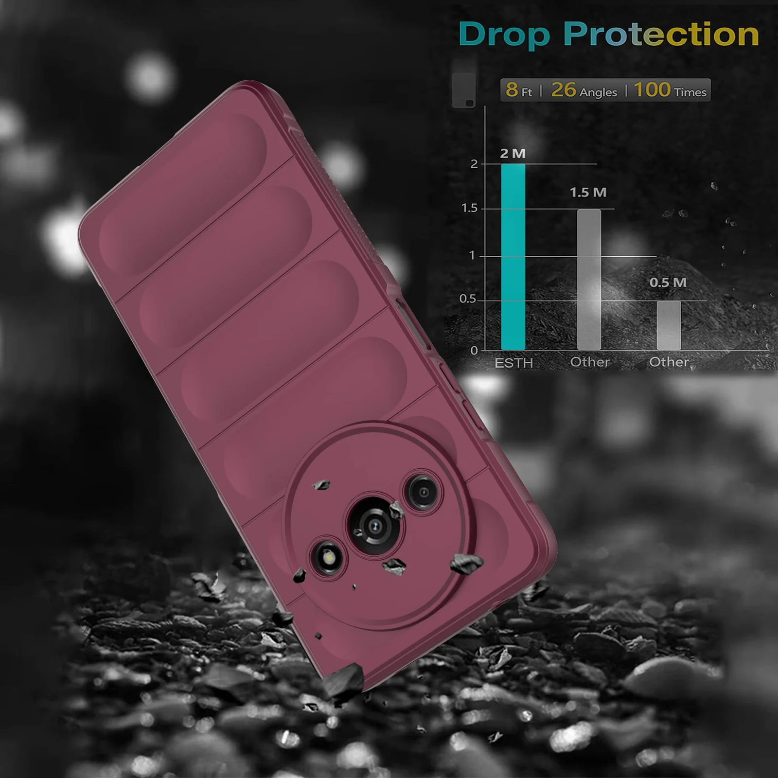 DL3 Mobilak Soft Silicone Protective Case for Xiaomi Redmi A3 with Camera Protection and Shockproof Design - Wine Red