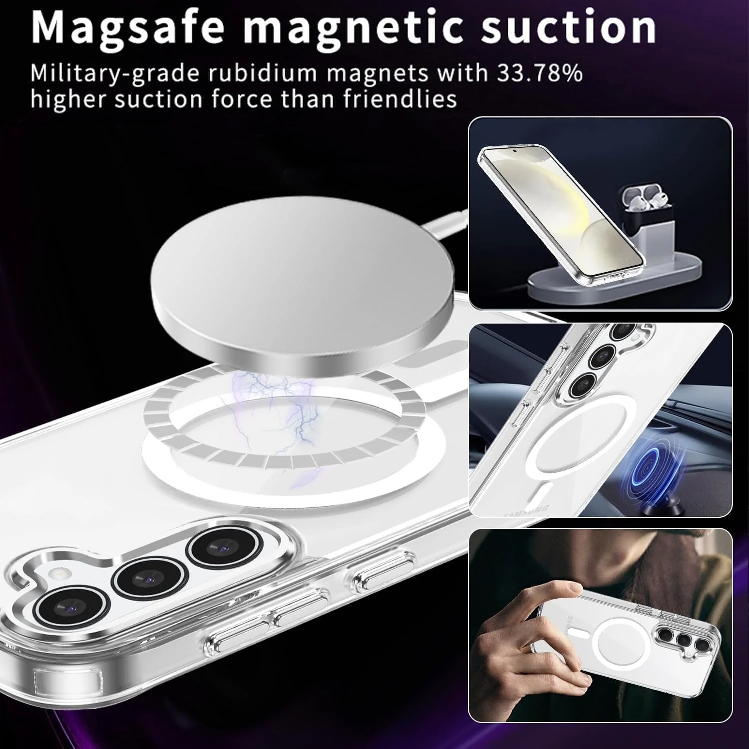 DL3 MOBILAK for Samsung Galaxy A15 5G/4G Case Clear [Compatible with MagSafe] Slim Magnetic Clear Bumper Case