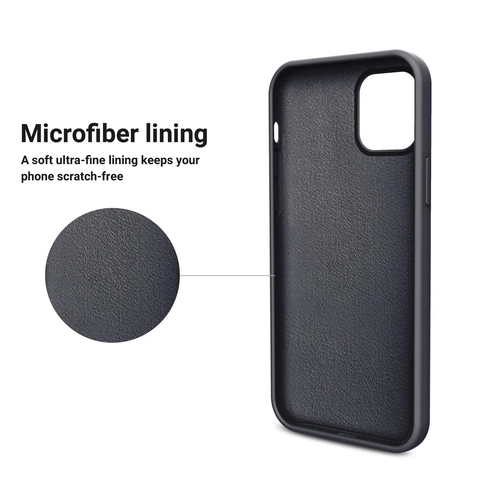 DL3 Mobilak Liquid Silicone Case for iPhone 12 Pro Max (6.7 Inch), Shock-absorbing protection, Scratch-resistant surface, Soft microfiber lining - Dark Gray