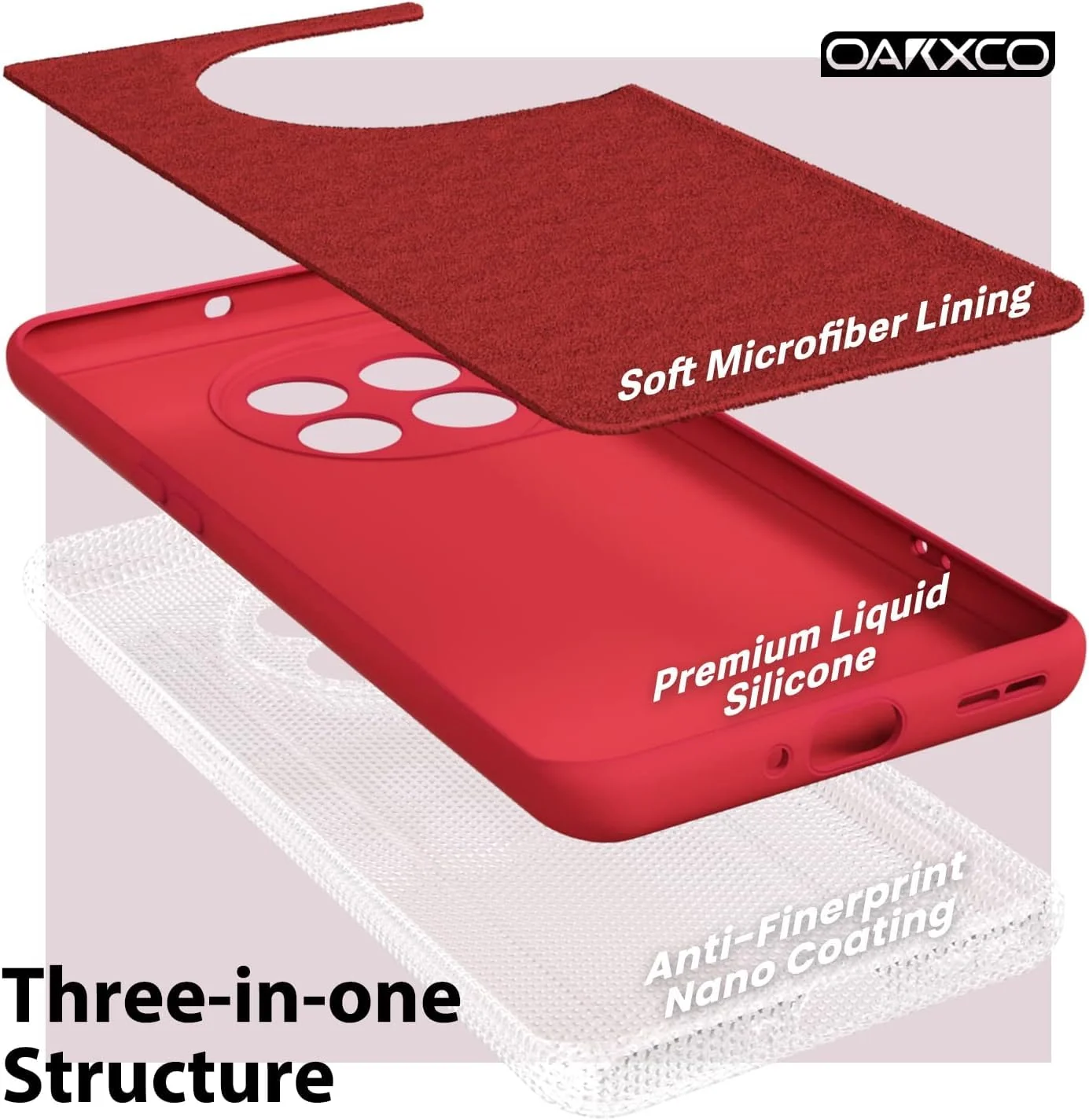 DL3 Mobilak Silicone Protective Case for OnePlus 11, Shock-absorbing protection, Built-in kickstand, Integrated ring holder - Red