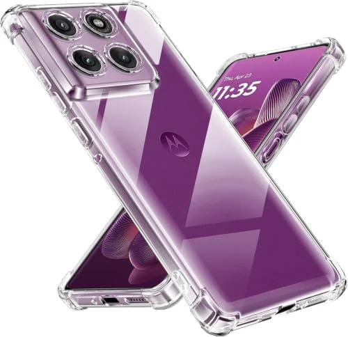 DL3 Mobilak Case Compatible with Motorola Edge 60 Pro, Cover Silicone TPU Gorilla Anti-shock Protector Camera Shockproof Corners - Clear