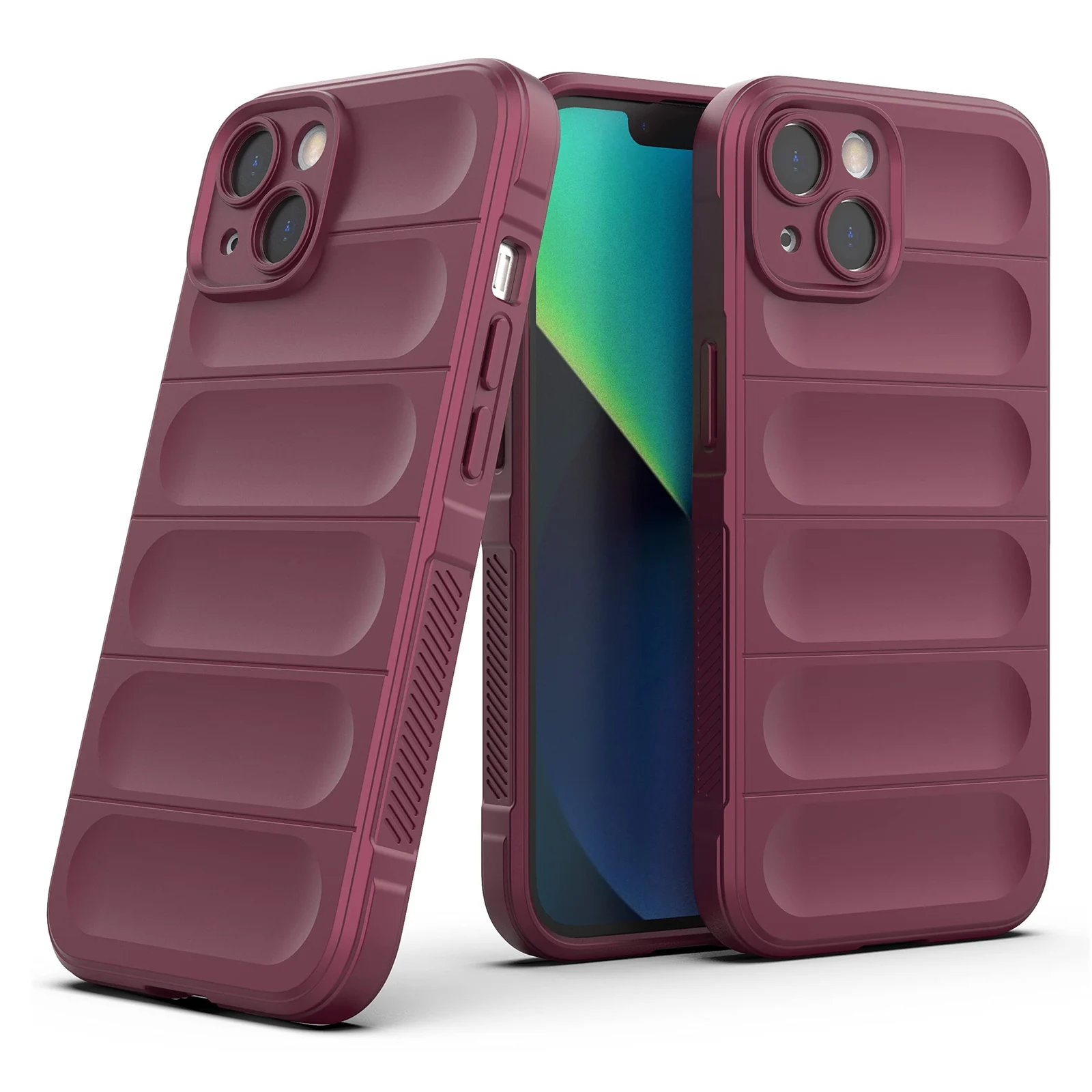DL3 Mobilak Soft Silicone Protective Case for iPhone 13 / iPhone 14 6.1-Inch with Camera Protection and Shockproof Design - Wine Red