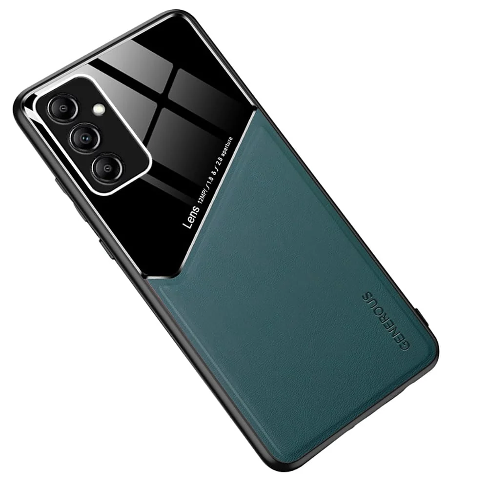 DL3 Mobilak Leather and PC Protective Case for Samsung Galaxy A25, Built-in magnetic car-mount support, Camera protection, Shock-absorbing protection - Green