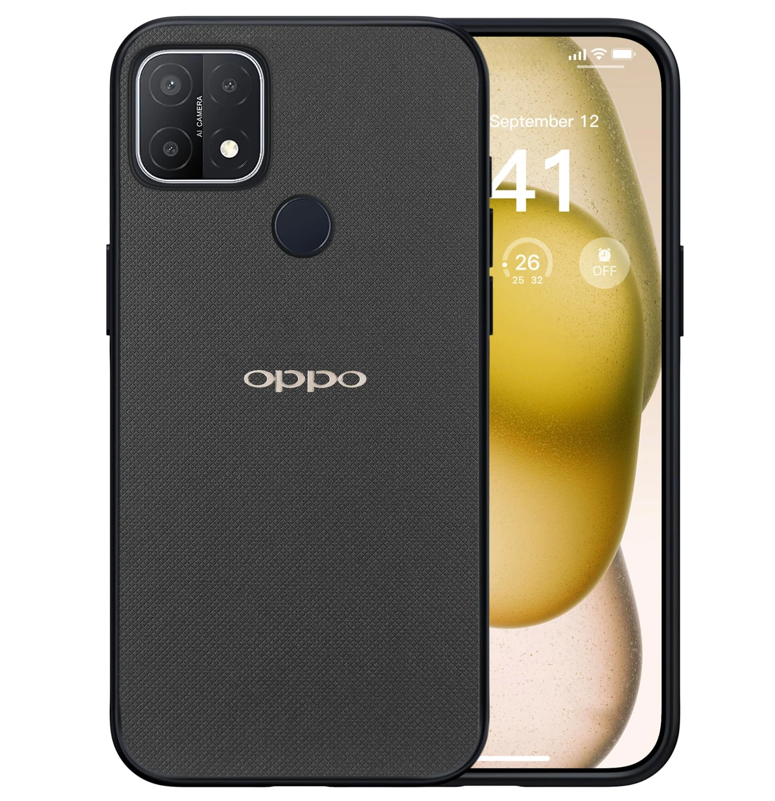 Dl3 Mobilak Compatible with Oppo A15 / OPPO A15S Case Dual Layer Heavy Duty Cell Phone Protective Cover Shockproof Rugged with Non-Slip Textured - Black