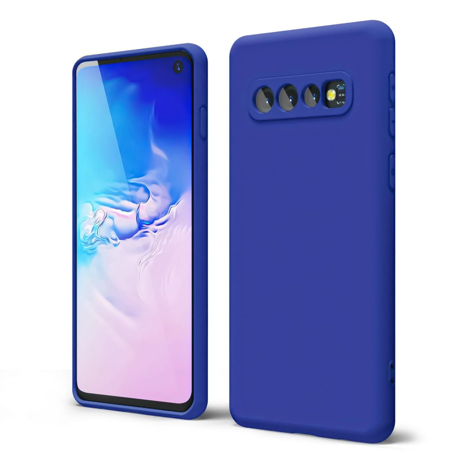 DL3 Mobilak Liquid Silicone Protective Case with Soft Microfiber Lining with Full Camera Protection for Samsung Galaxy S10+ Plus - Pepsi