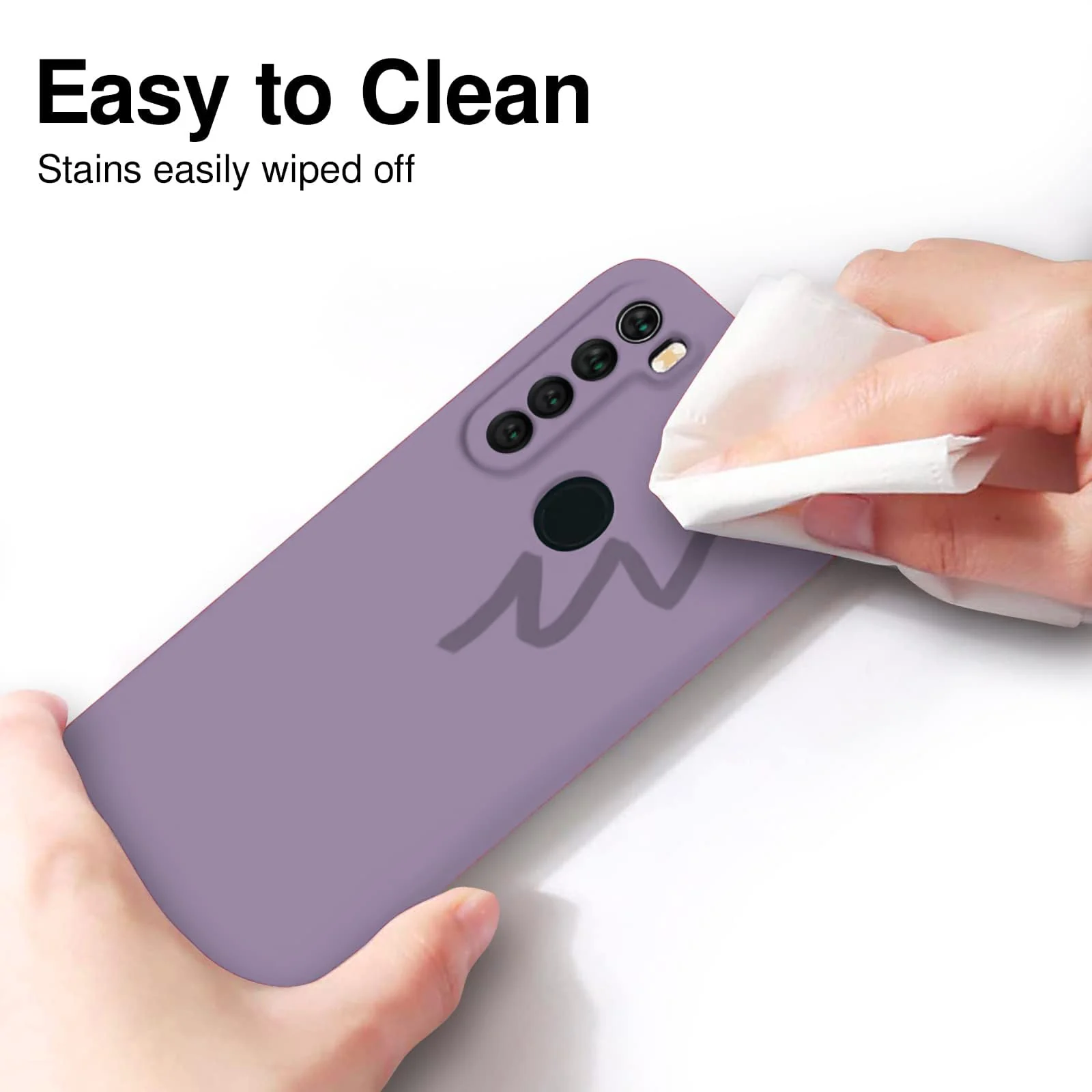 DL3 Mobilak Silicone Protective Case for Xiaomi Redmi Note 8, Shock-absorbing protection, Scratch-resistant surface, Soft microfiber lining - Lavender