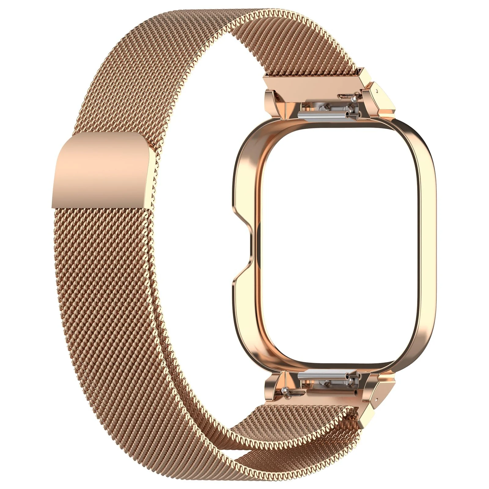 DL3 Mobilak Strap Compatible with Xiaomi Redmi Watch 4, Men and Women Adjustable Metal Stainless Steel Mesh Magnetic Breathable Replacement Wristband Watch Bands for Redmi Watch 4 - Rose Gold