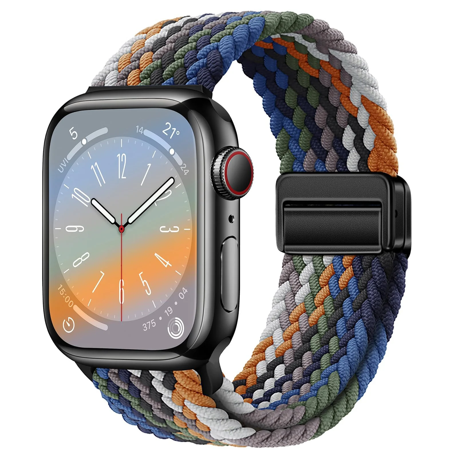 DL3 Mobilak Sport Solo Loop Compatible with Apple Watch Band 42mm 44mm 45mm 46mm 49mm for Women Men, Magnetic Strap Stretchy Braided Wristband for iWatch Series 11 10 9 8 7 6 5 4 3 Ultra 3 2 1 SE SE2 - Denim Colorful