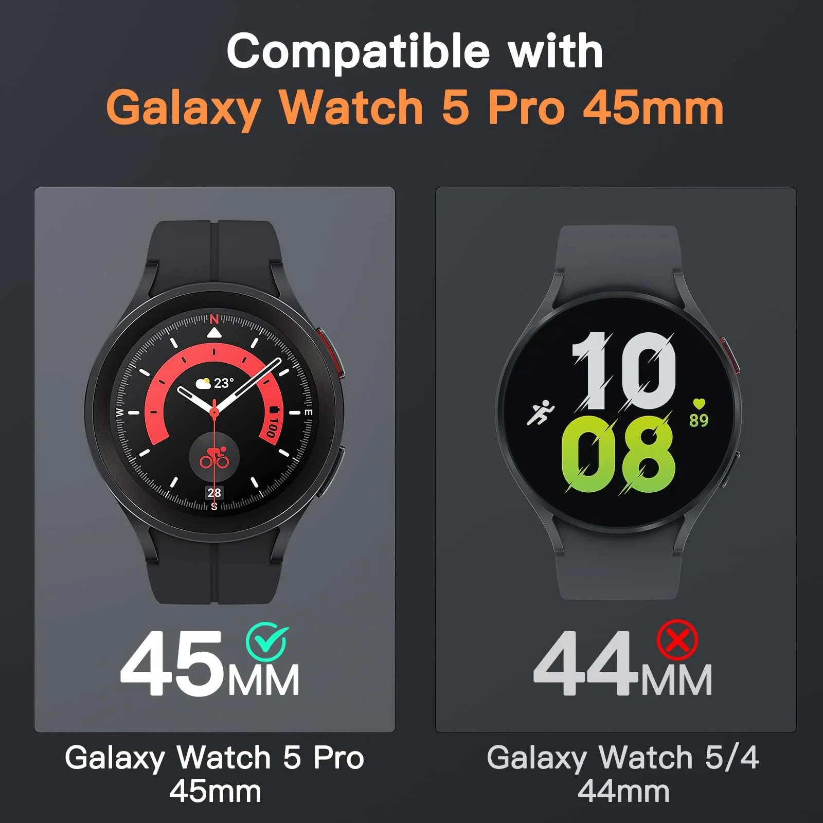 DL3 Mobilak Screen Protector For Samsung Galaxy Watch 5 Pro 45mm, 3D Curved Soft Edge Protective Film [Anti-Scratch] [Bubble Free] [Ultra Shatterproof] [High Sensitive] (Not Glass) - Black