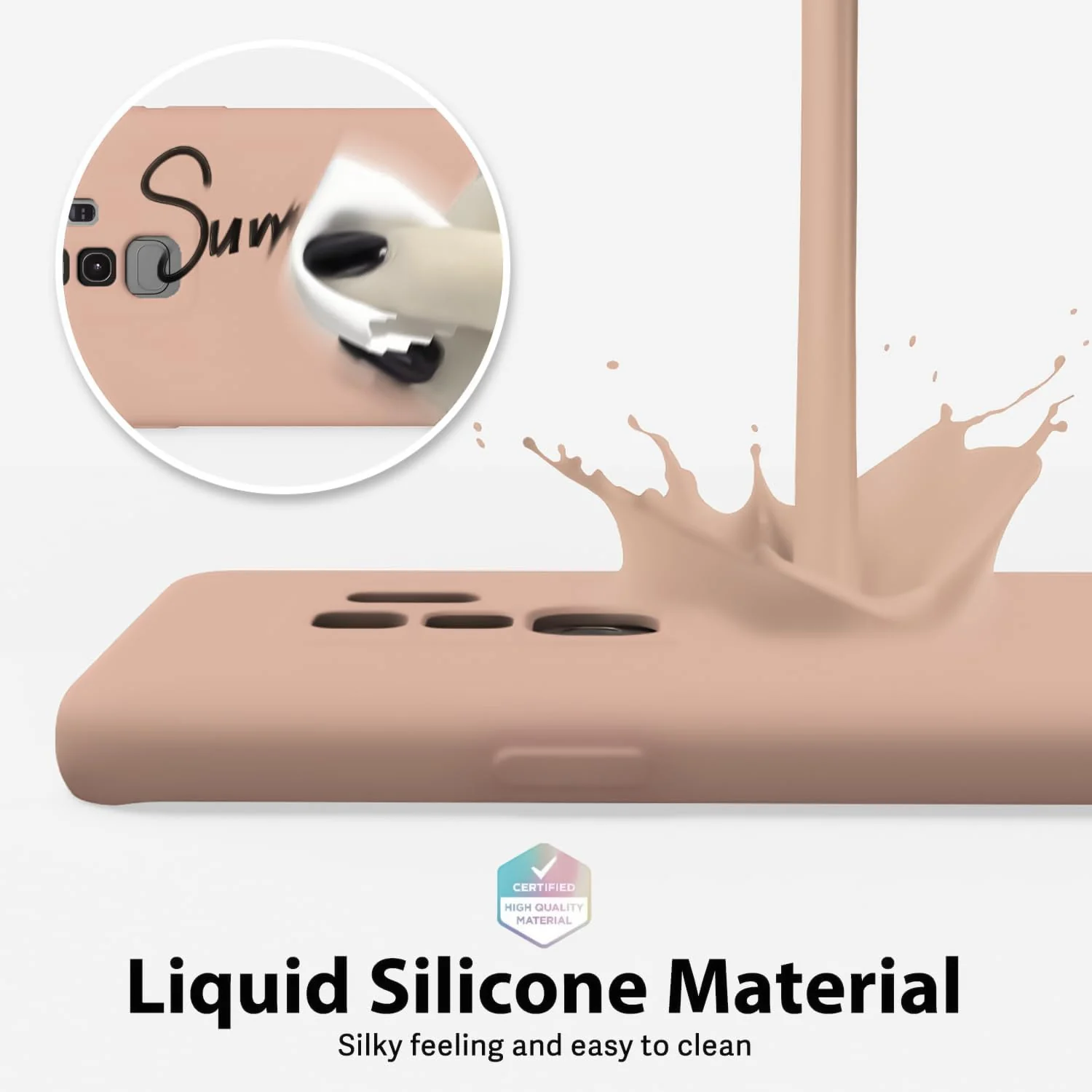 DL3 Mobilak Liquid Silicone Protective Case with Soft Microfiber Lining with Full Camera Protection for Samsung Galaxy S9 Plus - Light Orange