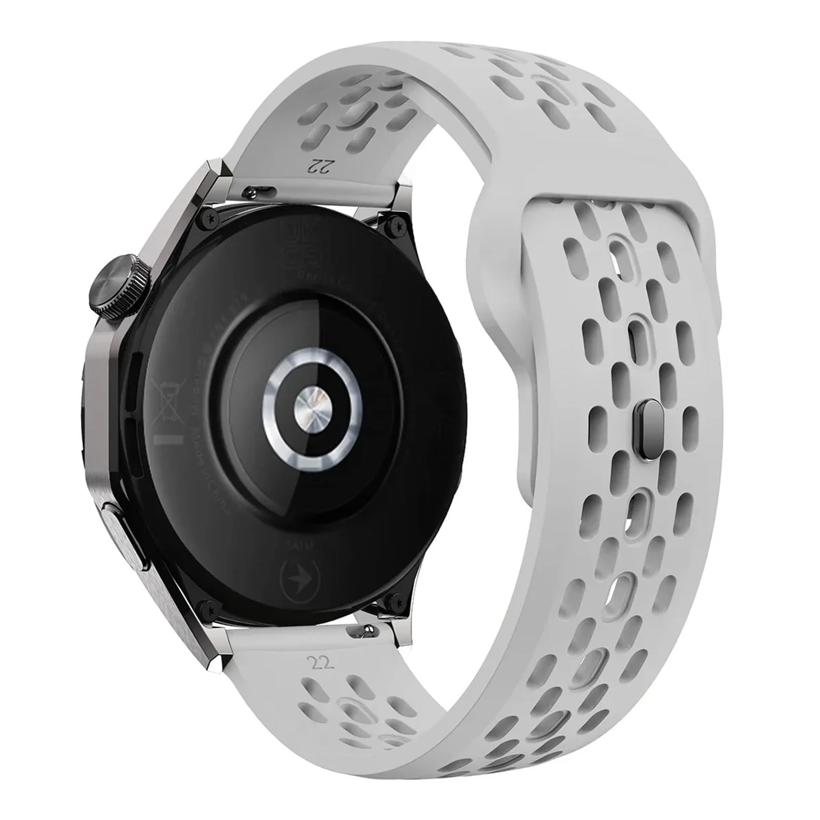 DL3 Mobilak 22mm Breathable Sport Band for Xiaomi Redmi Watch 5 Lite/5 Active/Samsung Galaxy Watch 3 45mm/Watch 46mm/Gear S3/Huawei watch GT6 GT5 GT4 GT3 GT2 (46MM)/GT2E/GT 3 Pro/GT 5 Pro, Soft Silicone Strap - Gray