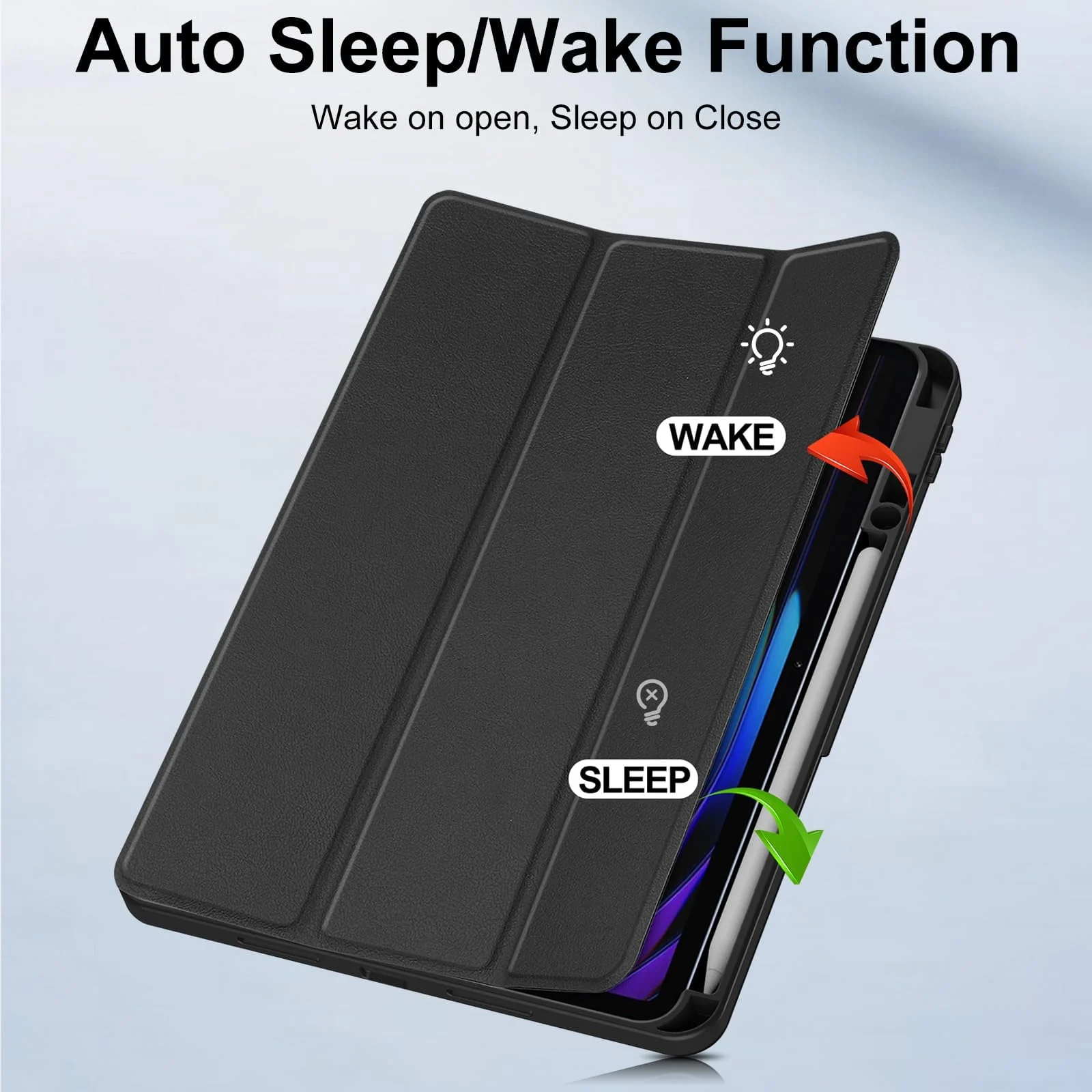 DL3 Mobilak Xiaomi Pad 7 / Xiaomi Pad 7 Pro 2024 11.2 Case with Pen Holder, Soft TPU Back Trifold Stand Protective Smart Cover Flip, Auto Wake&Sleep - Black