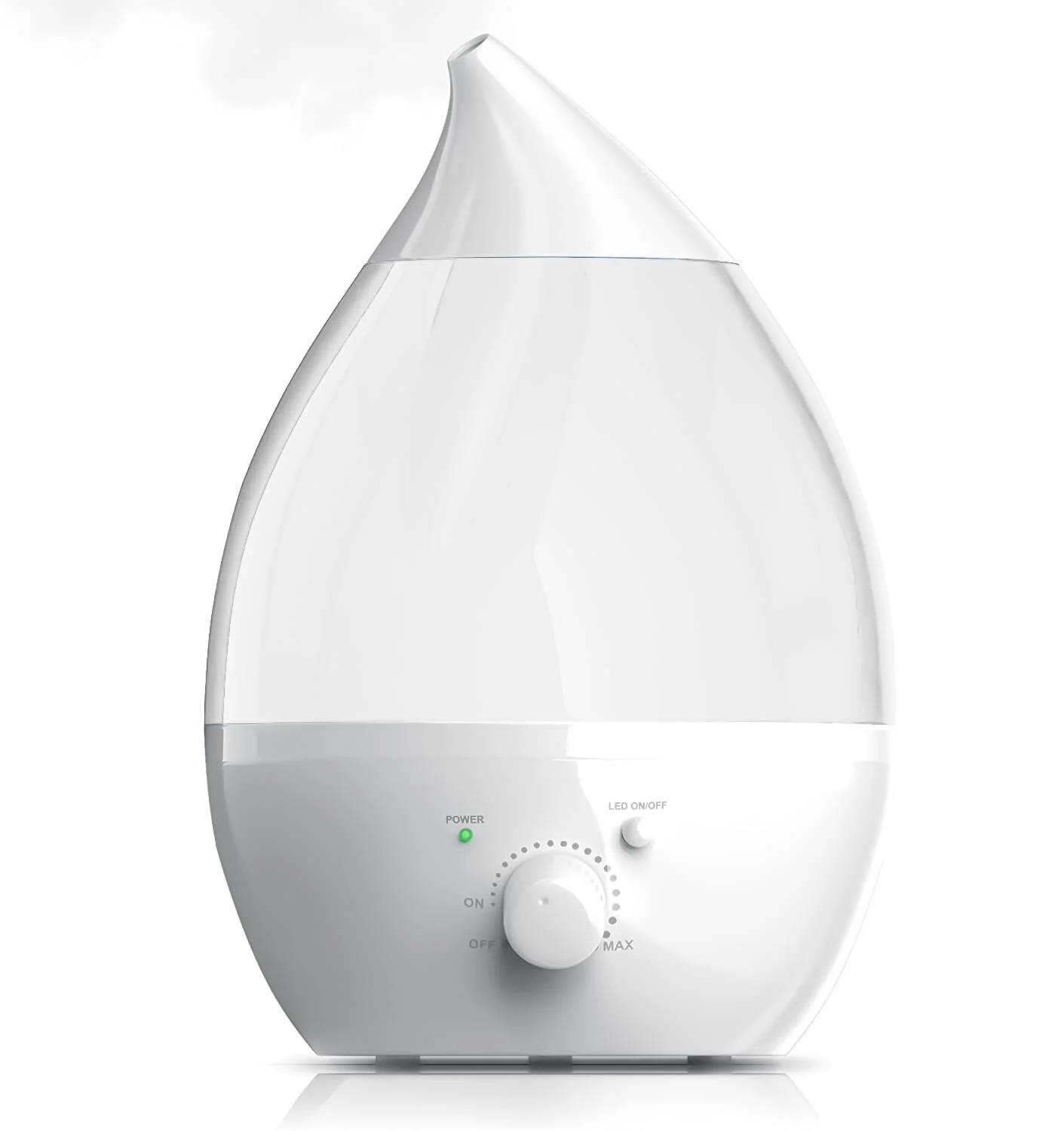 Mobigon 2.6 Litres Humidifier for Room, Cool Mist Ultrasonic Humidifier / Essential Oil Diffuser, Super Quiet 360°Nozzle, Colorful Change, Auto Shut Off&UV Light& - white