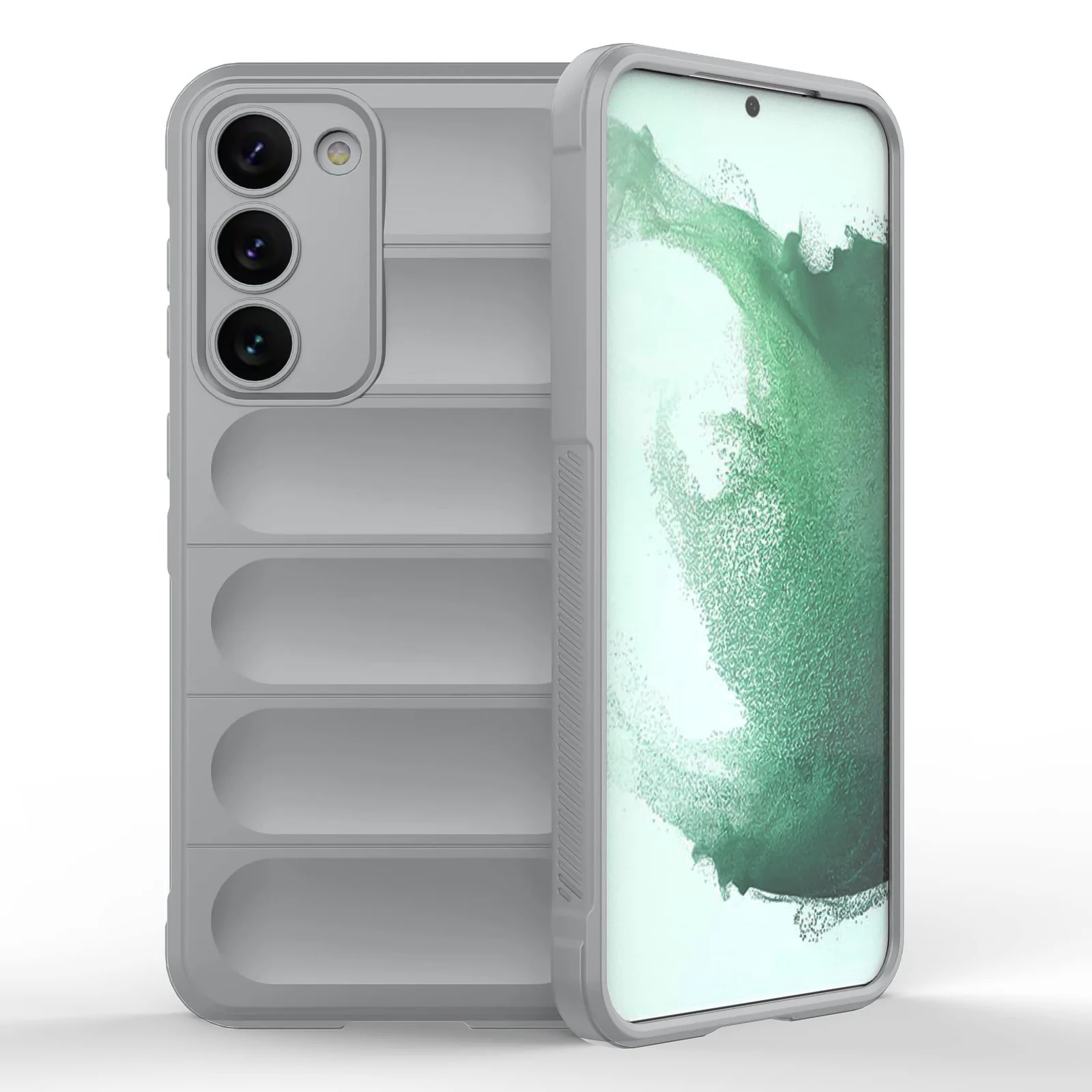 DL3 Mobilak Silicone Case for Samsung Galaxy S23 5G 6.1-Inch Heavy Duty Protective [Slim Fit] Shockproof Soft Flexible Protective Design Shock-Absorption TPU Cover With Camera Protection - Gray