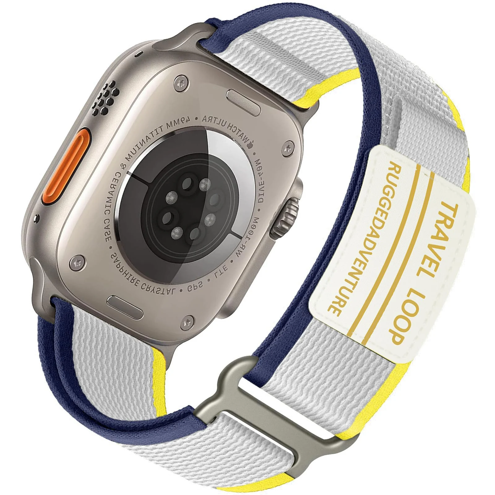 Apple Watch Ultra 49MM 45MM 44MM 42MM iWatch — DL3 Mobilak Trail Loop for Apple Watch Ultra Band 49mm 45mm 44mm 42mm iWatch Band Men Women, Rugged Sport Strap Nylon Wristband for iWatch Ultra 2 Bands Series 9 8 7 6 5 4 3 2 1 SE - Blue Yellow