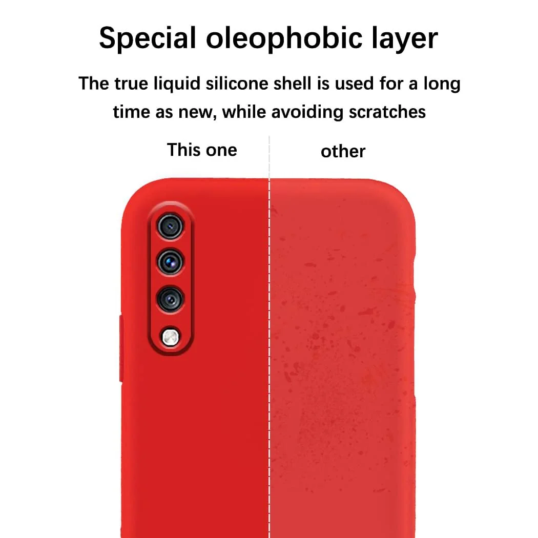 DL3 Mobilak Soft Silicone Protective Case for Samsung Galaxy A70 / A70s with Microfiber Lining and Shockproof Design - Red