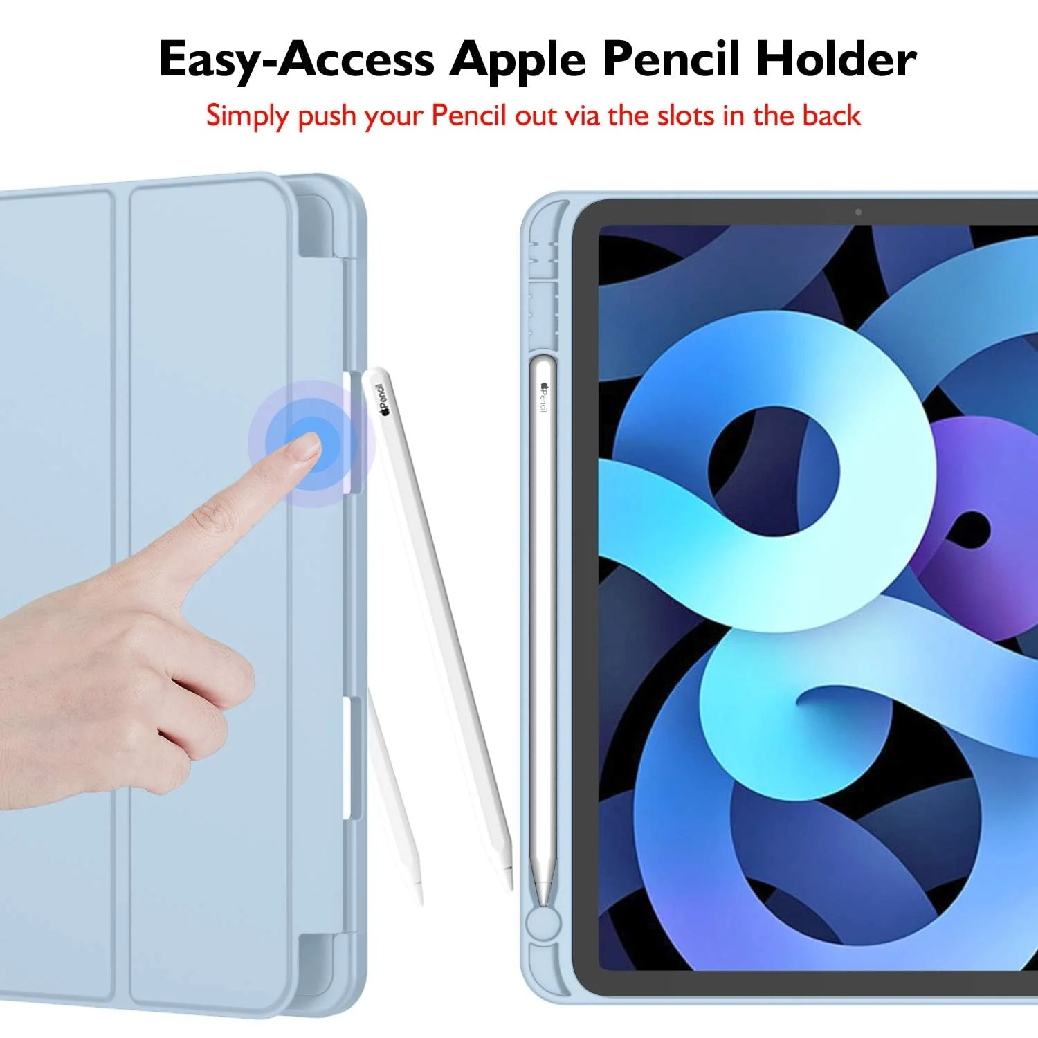 DL3 Mobilak iPad Air 11-Inch M2 (2024), iPad Air 5/4 (2022/2020 5th/4th 10.9-Inch) Case with Pencil Holder Full Body Protection + Charging Support Compatible with Apple Pencil (2nd - Sky Blue