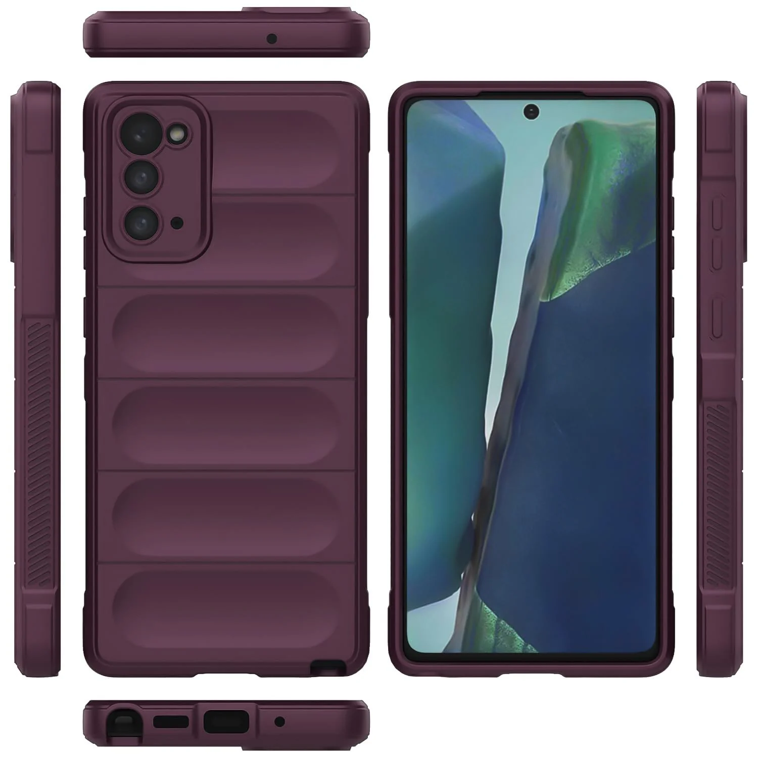 DL3 Mobilak Flexible Silicone and TPU Protective Case with Camera Protection for Samsung Galaxy Note 20 5G - Wine Red
