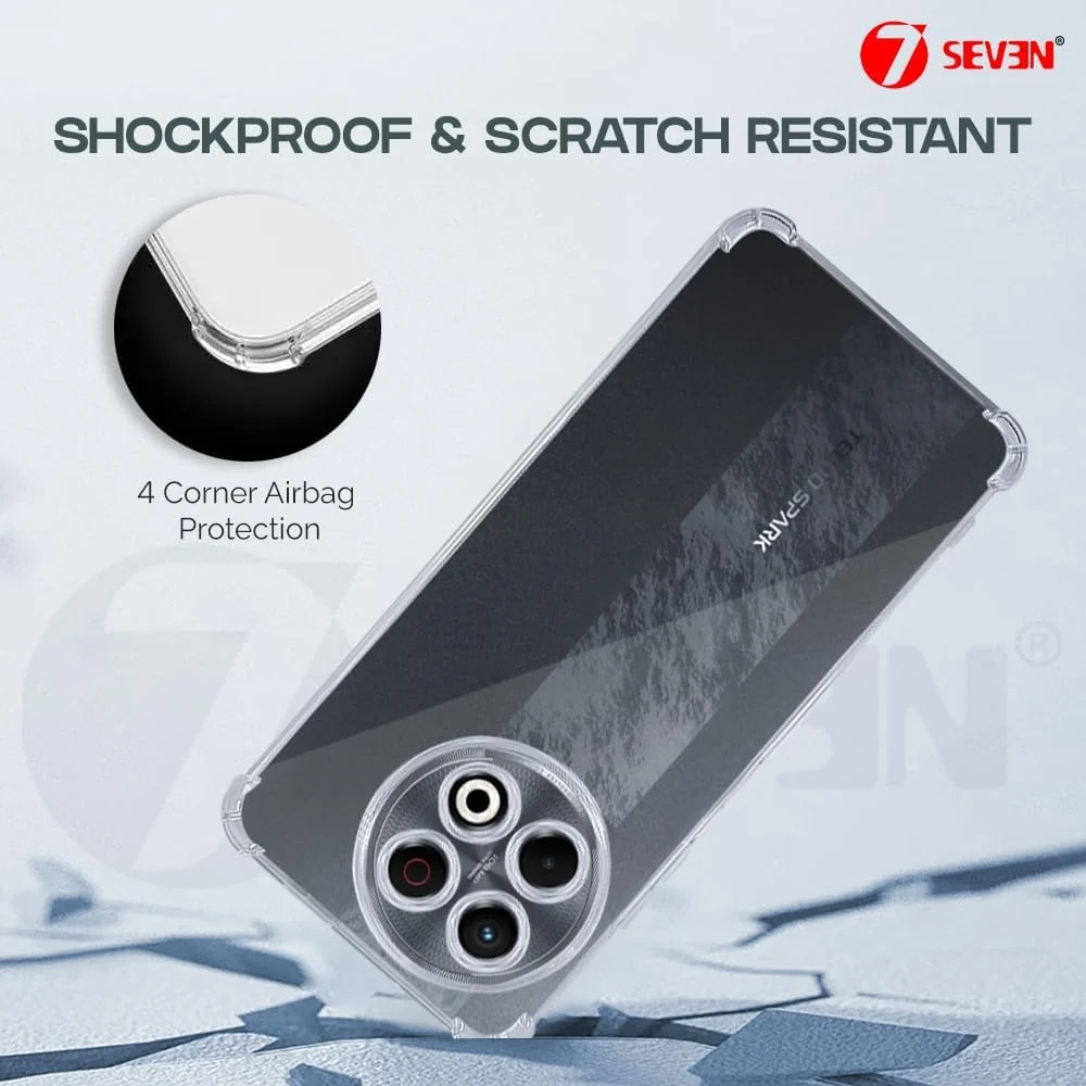 DL3 Mobilak Case Compatible with Tecno Spark 30 Pro 4G, Cover Silicone TPU Gorilla Anti-shock Protector Camera Shockproof Corners - Clear