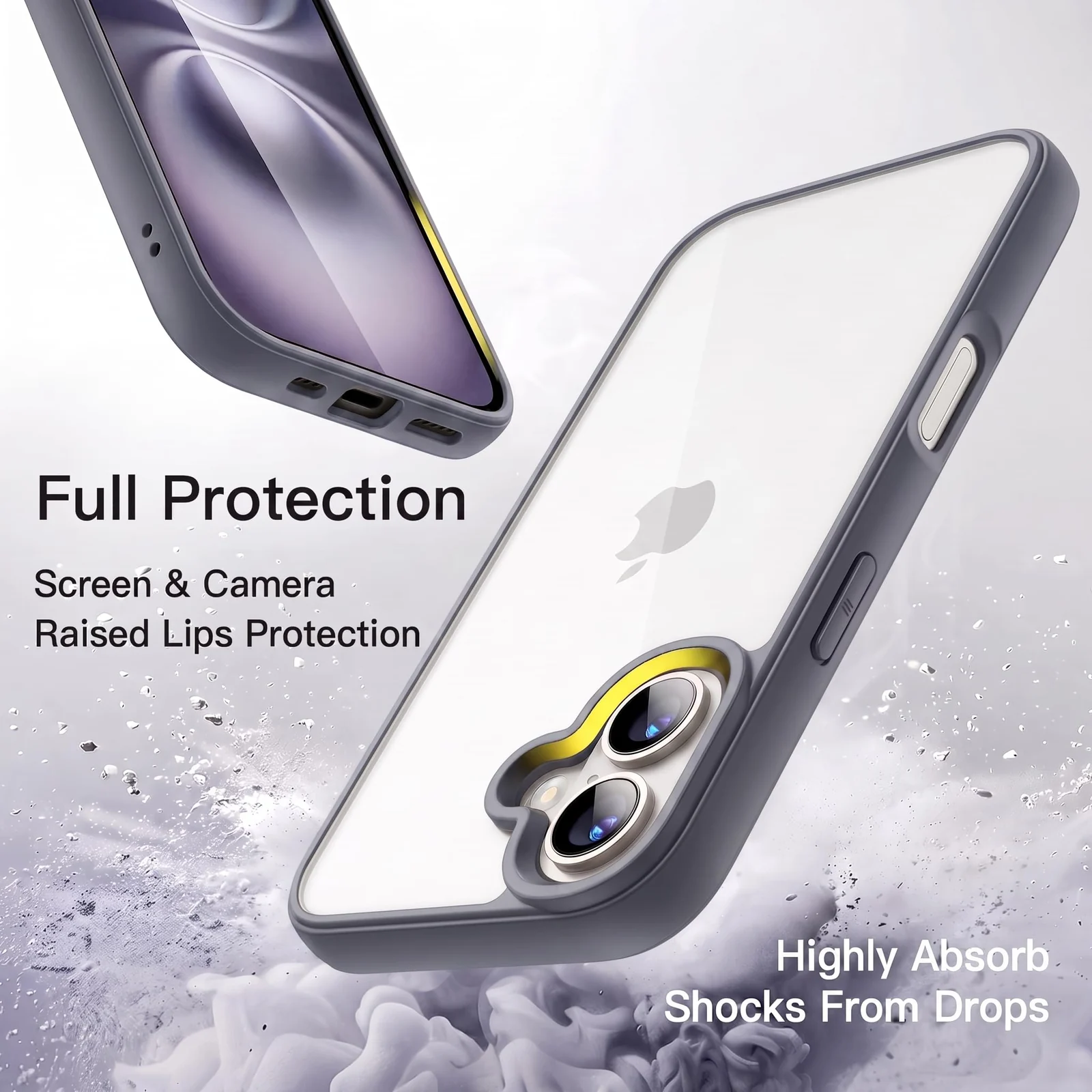 DL3 Mobilak Clear PC and TPU Protective Case for iPhone 17 6.3-Inch with Military-Grade Protection and Anti-Yellowing Design - Gray