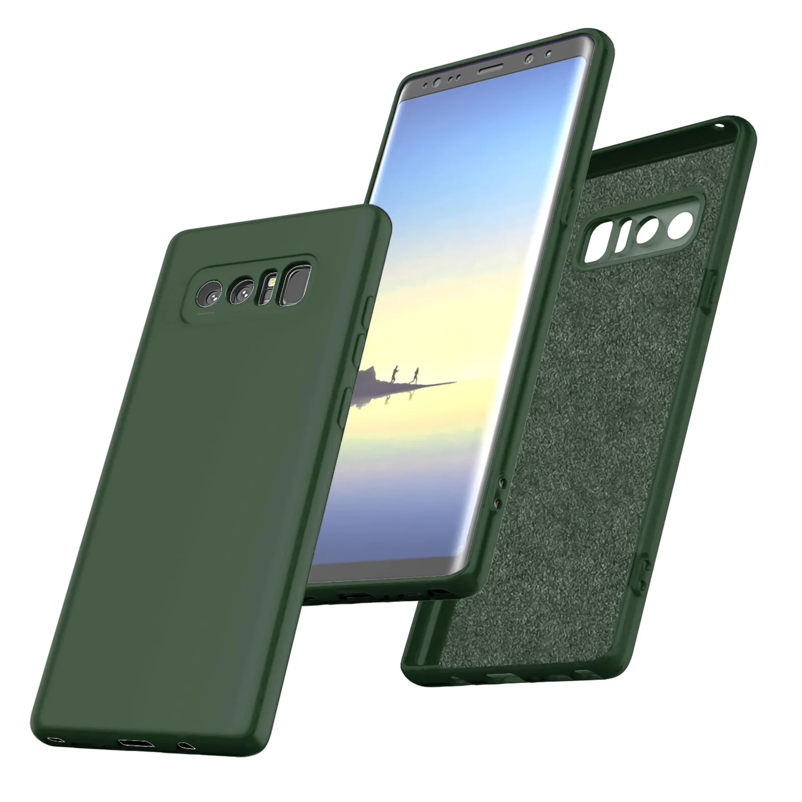 DL3 Mobilak Liquid Silicone Protective Case with Soft Microfiber Lining with Full Camera Protection for Samsung Galaxy Note 8 - Green