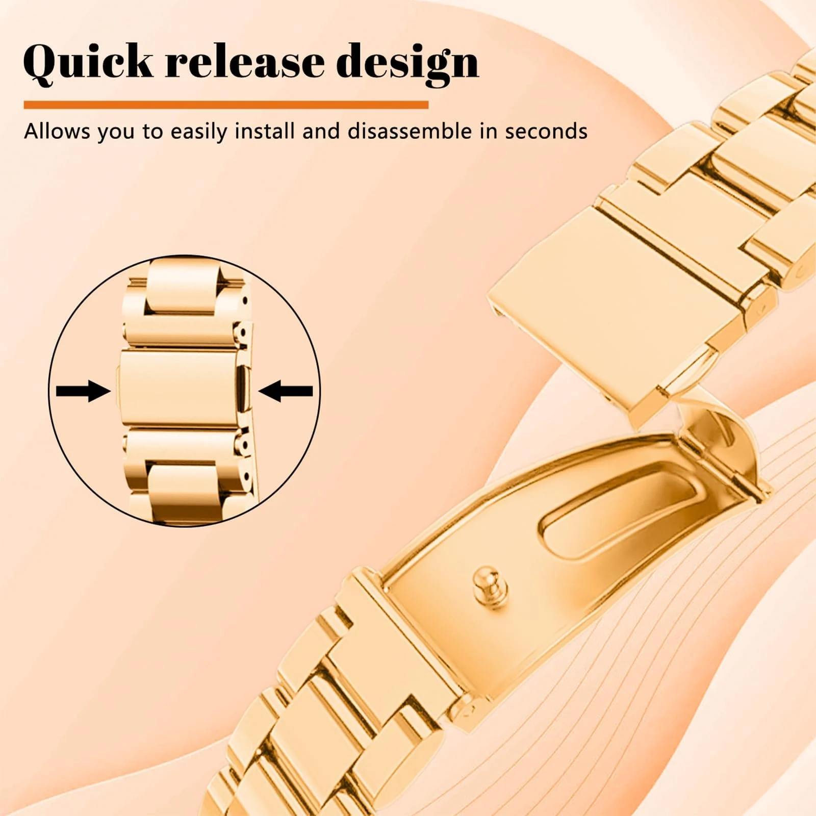 DL3 Mobilak Bracelet Compatible with Xiaomi Redmi Watch 3 Lite/Redmi Watch 3 Active, Stainless Steel Metal Replacement Watch Band With Frame Metal Women Men Replacement Strap - Rose Gold