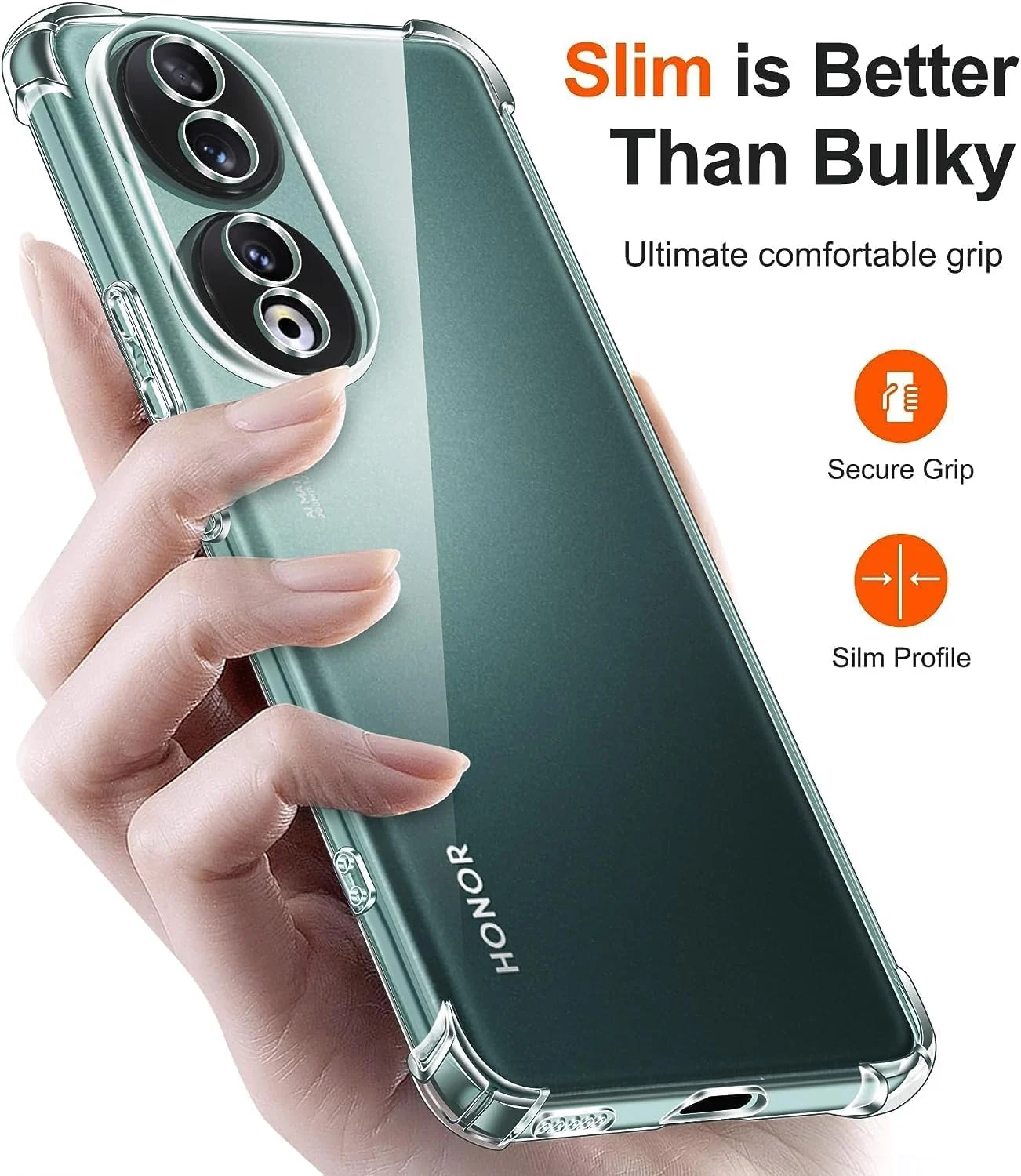DL3 Mobilak Clear TPU Protective Case for Honor 90 with Camera Protection and Shockproof Design - Clear