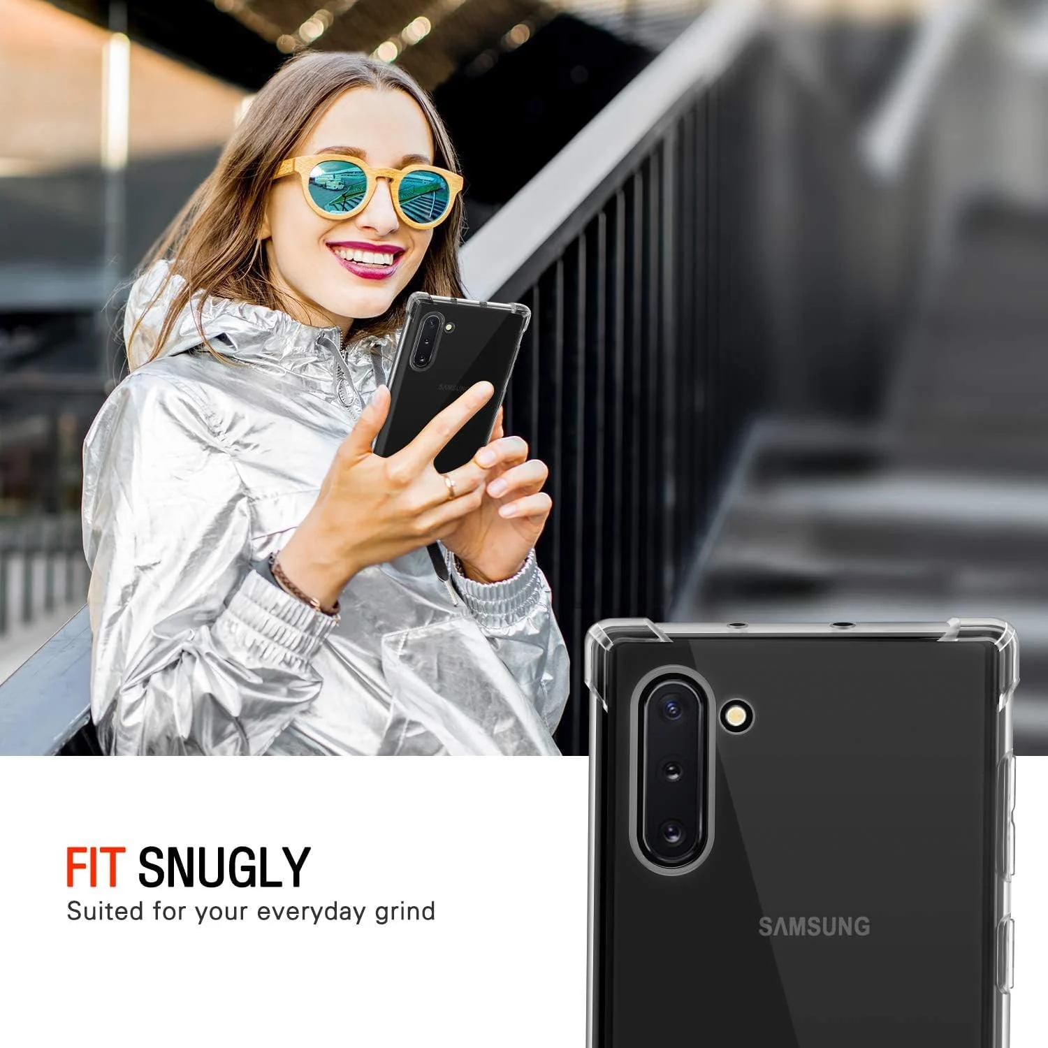 DL3 MOBILAK Anti-Shock Transparent TPU Phone Case for Samsung Galaxy Note 10 4G / Note 10 5G, Clear