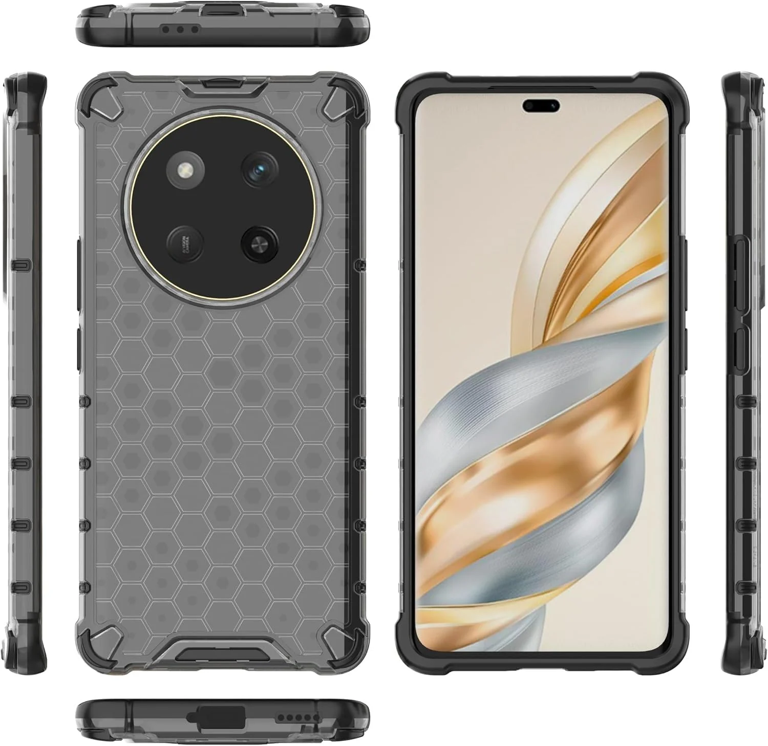 DL3 Mobilak Clear PC and TPU Protective Case for Honor X9C with Shockproof Design - Black