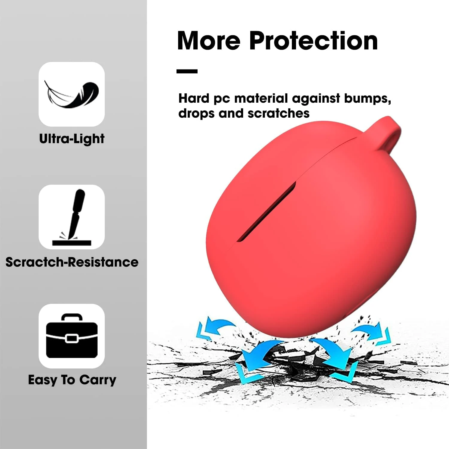 DL3 Mobilak Silicone Case Compatible with realme Buds T100 Earbuds, Soft Silicone Protective Case Cover, Shockproof Sleeve with Carabiner - Red