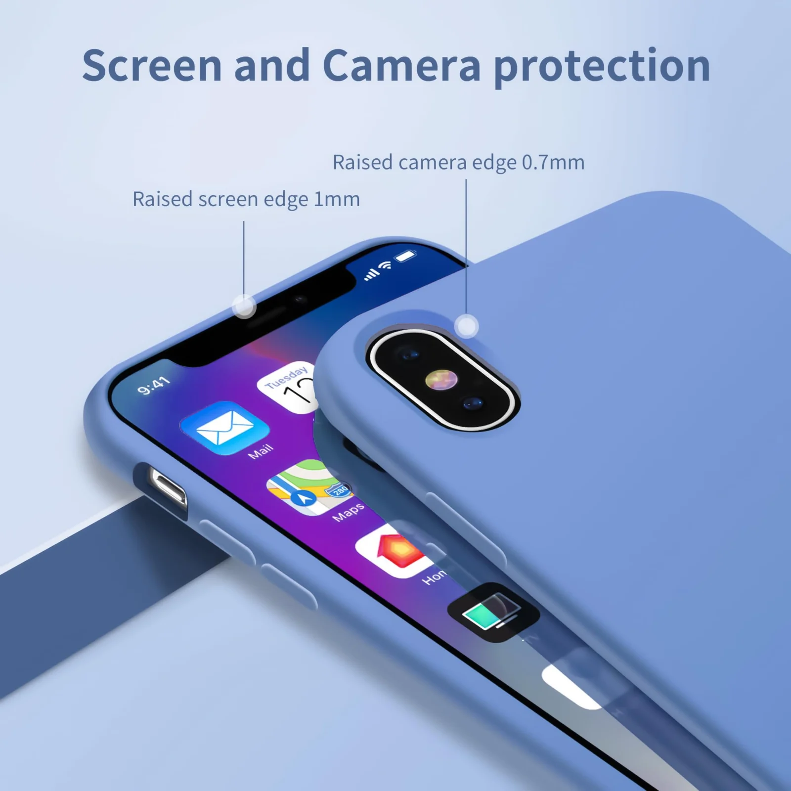 DL3 Mobilak Liquid Silicone Protective Case for iPhone XS Max with Camera Protection and Microfiber Lining - Light Blue