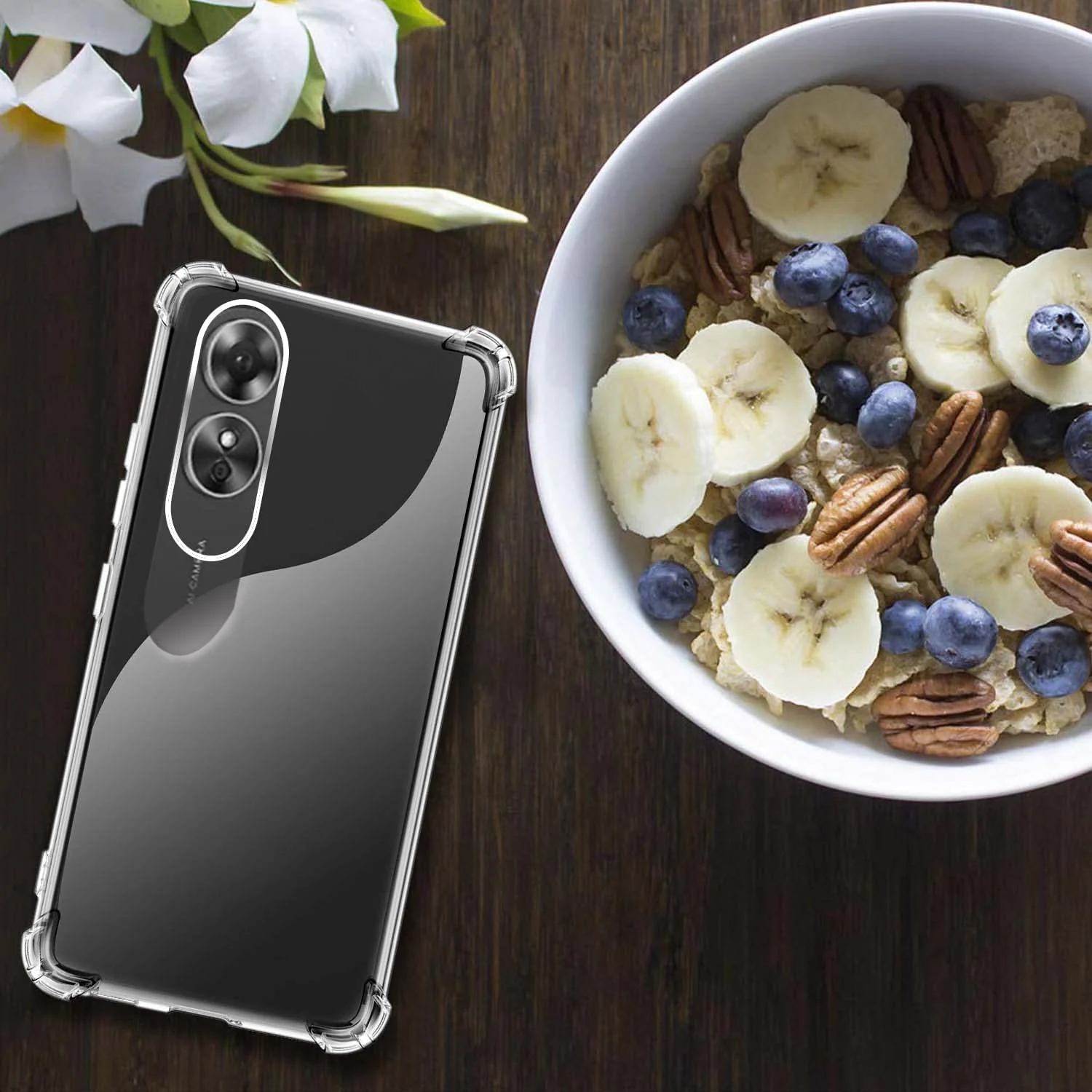 DL3 Mobilak Case Compatible with OPPO A17 / OPPO A17K, Cover Silicone Transparent TPU Gorilla Anti-shock Protector Camera Shockproof Corners - Clear