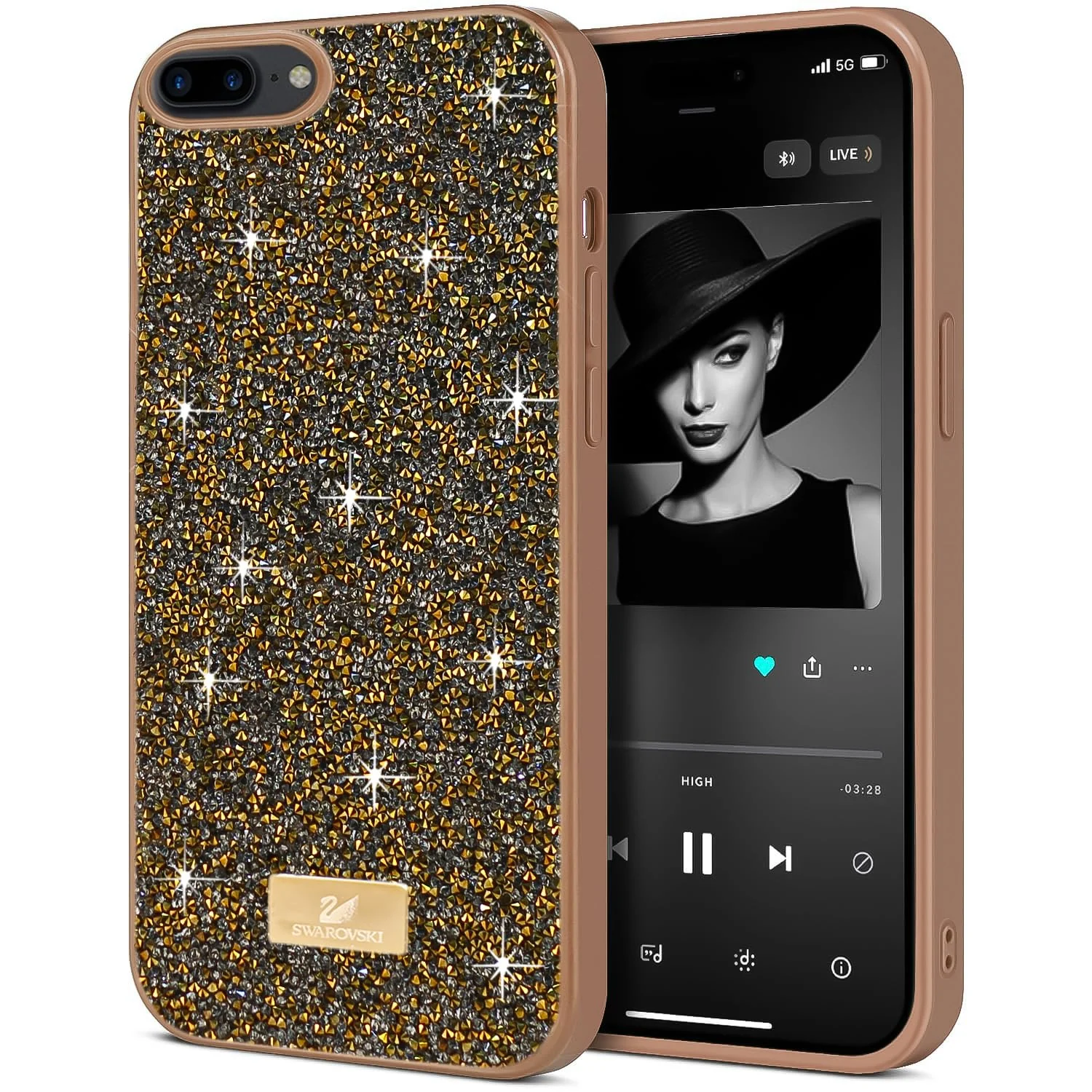 Case For iPhone 7 Plus/iphone 8 Plus Case Glitter, Sparkle Diamond Crystal Bling Case with Bling, Ultra Thin Lightweight Full Body Shockproof Anti-Scratch Protective Cover - Black