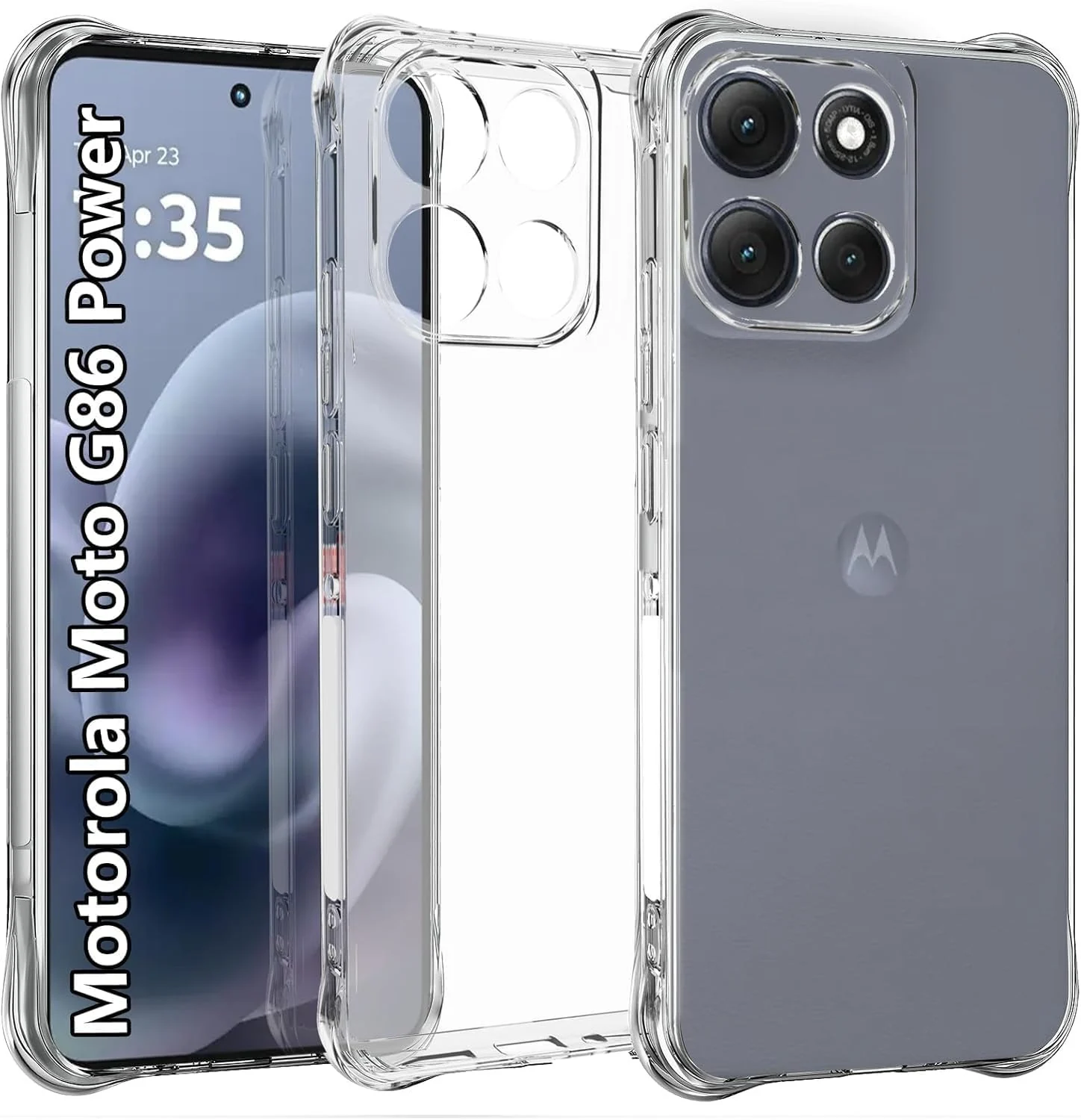 DL3 Mobilak Case Compatible with Motorola Moto G86, Cover Silicone TPU Gorilla Anti-shock Protector Camera Shockproof Corners - Clear