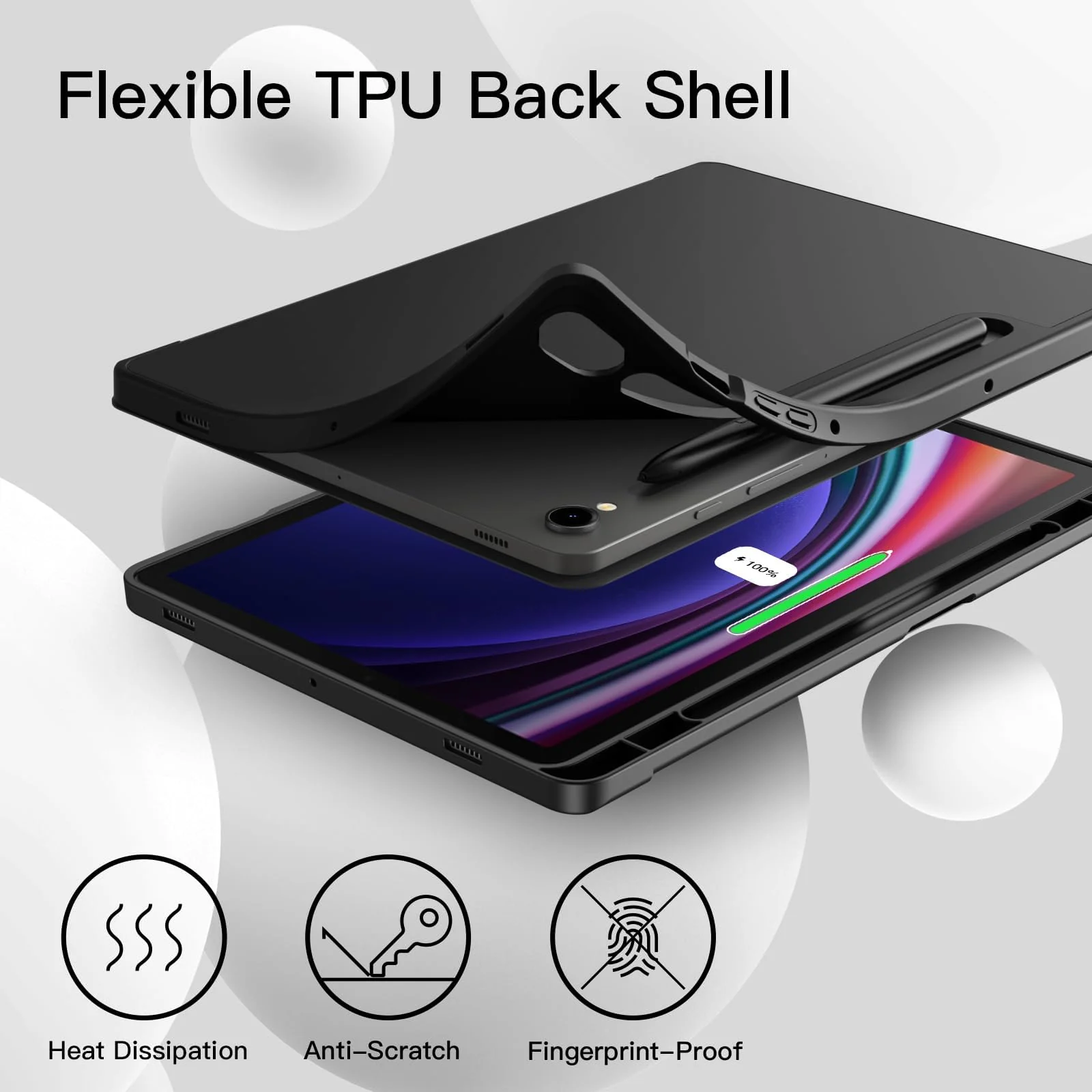 DL3 Mobilak Case for Samsung Galaxy Tab S9 11 Inch with S Pen Holder, Soft TPU Tri-Fold Stand Protective Tablet Cover, Support S Pen Charging, Auto Wake/Sleep - Black