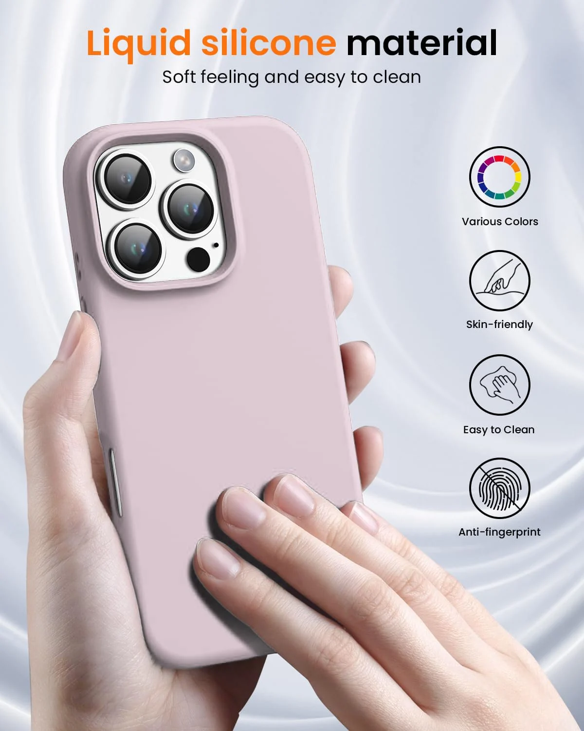 DL3 Mobilak Compatible with iPhone 16 Pro Max 6.9-inch Case, Premium Liquid Silicone Case, Full Body Protective Cover, Shockproof, Slim Phone Case, Anti-Scratch Soft Microfiber Lining - Pink Sand