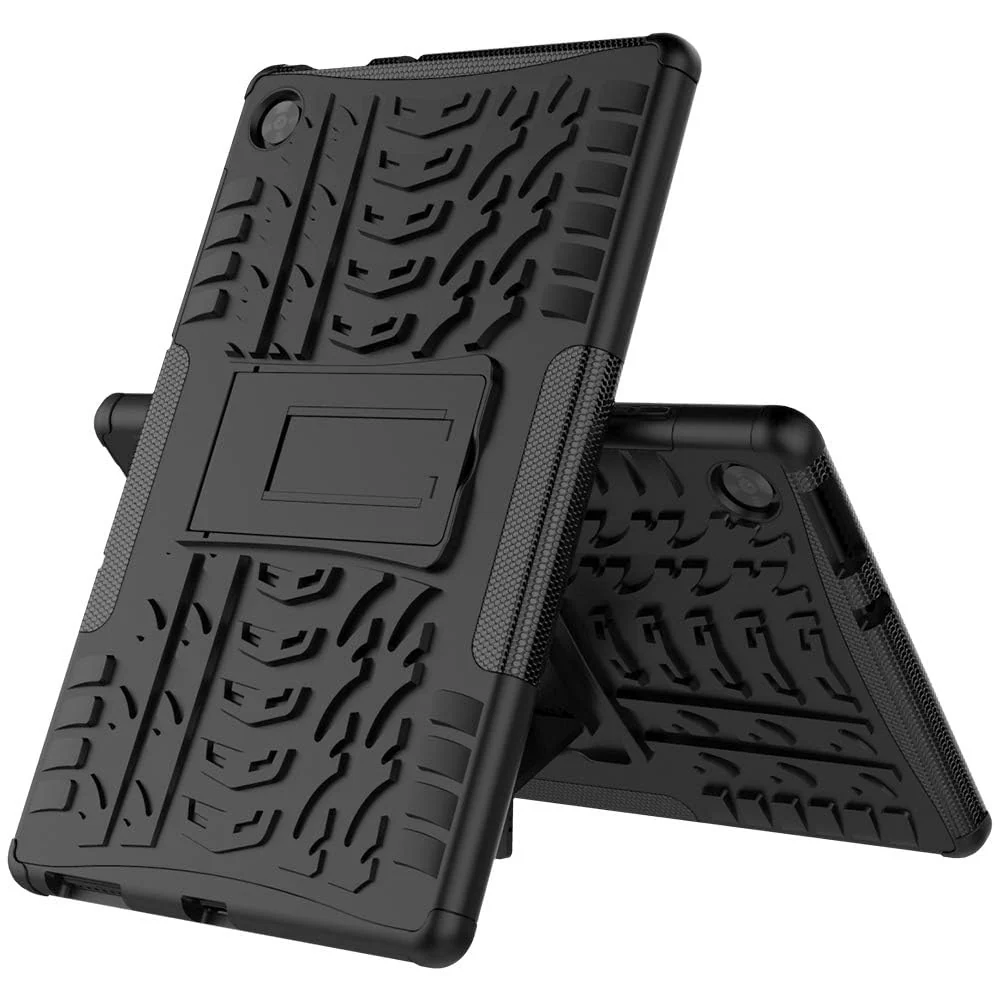 DL3 Mobilak Case for Lenovo Tab M10 10.1 inch 2nd Gen 2020 (TB-X306, TB-X306F, TB-X306X), Hybrid Rugged Armor Heavy Duty 2 in 1 TPU + PC Combo Dual Layer Shockproof Case with Kickstand - Black