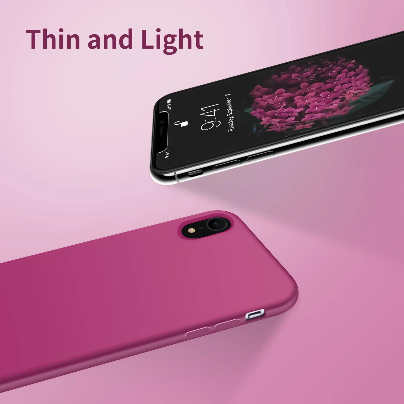 DL3 Mobilak Liquid Silicone Case for iPhone XR, Shock-absorbing protection, Scratch-resistant surface, Soft microfiber lining - Fuchsia