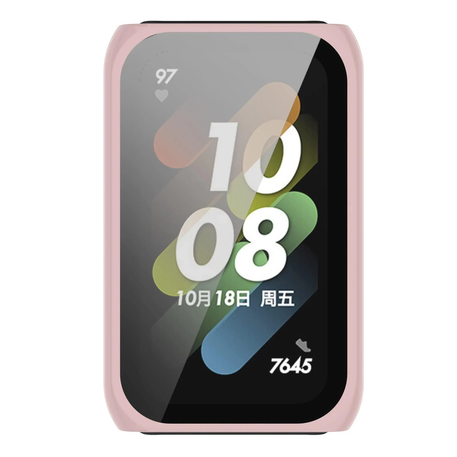 DL3 MOBILAK Full-Coverage Watch Case with Tempered Glass for Huawei Band 6 / Honor Band 6 / Band 7, Pink