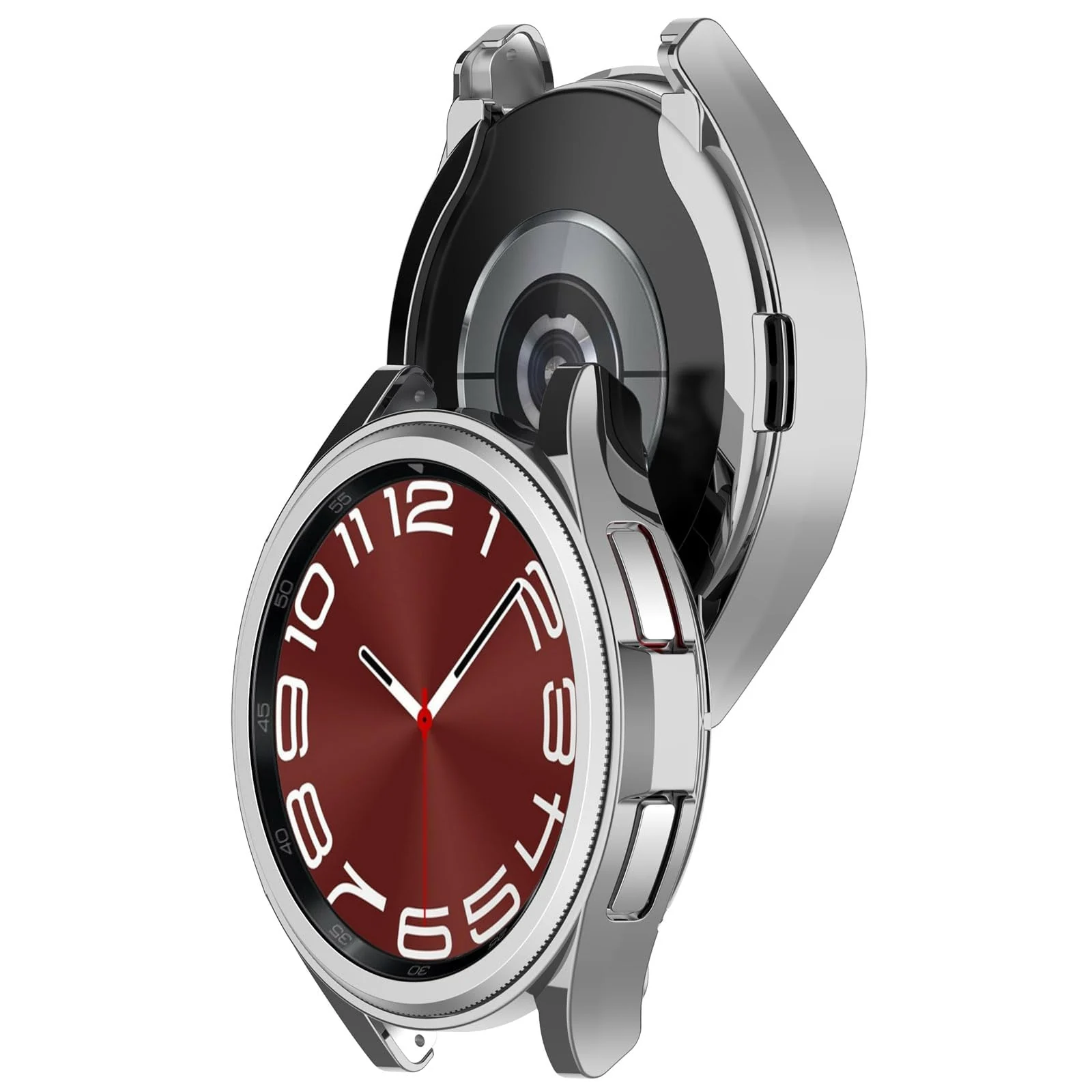 DL3 Mobilak Bumper Case Protector for Samsung Galaxy Watch 6 Classic 47mm, [NO Screen Film] Flexible Lightweight Glossy TPU Edge Case Protective Cover Galaxy Watch 6 Classic 47mm - Silver