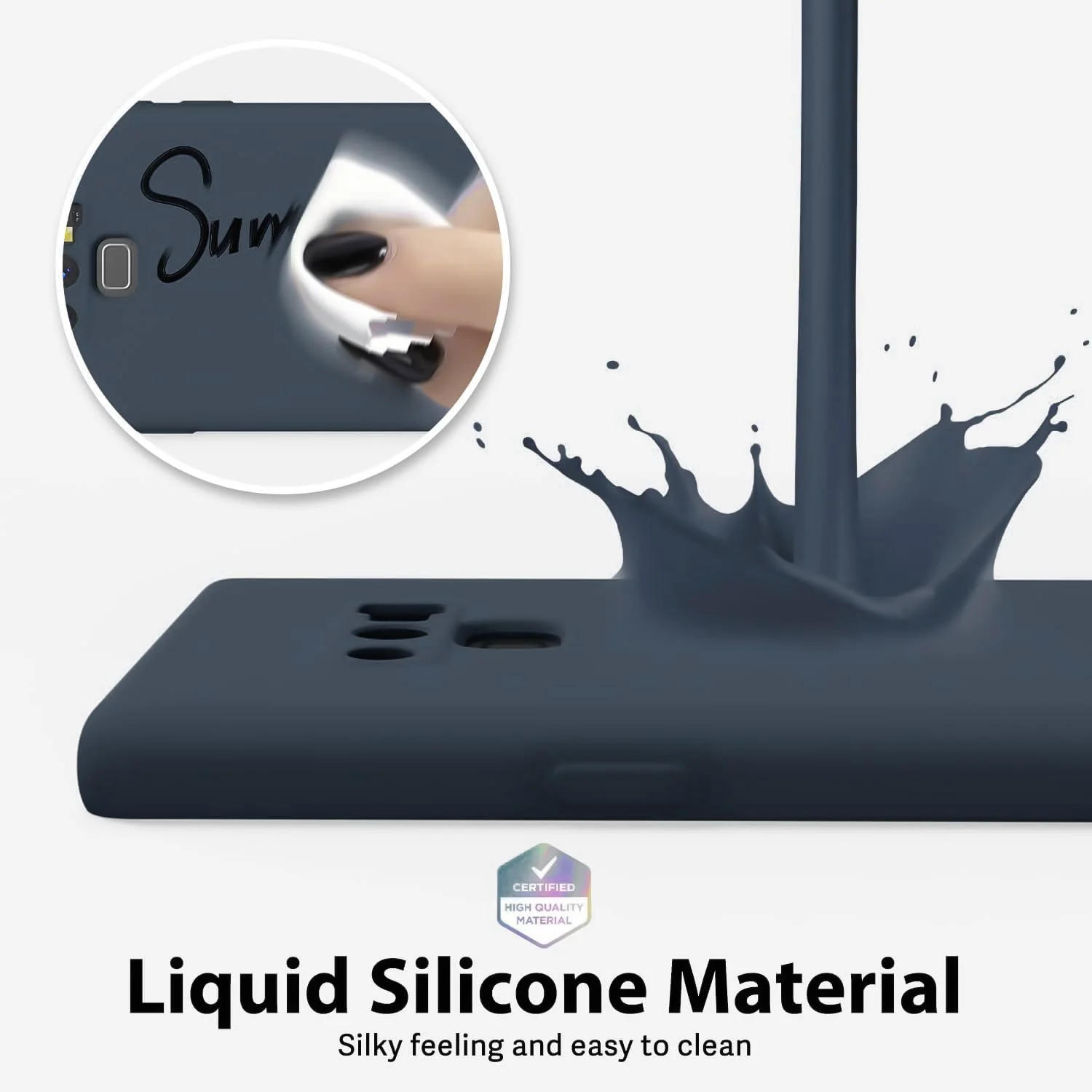 DL3 Mobilak Liquid Silicone Protective Case for vivo V27e / vivo S16e with Microfiber Lining and Shockproof Design - Midnight Blue