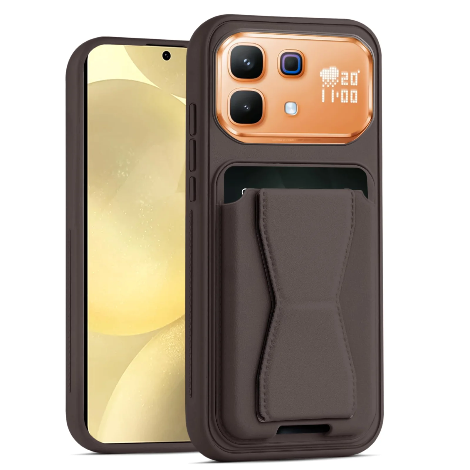 Dl3 Mobilak Leather Wallet Case Compatible with Infinix Note 60 Pro, Leather Back Cover With TPU Frame, Shockproof Protective Phone Case with Card Holder Stand - Brown